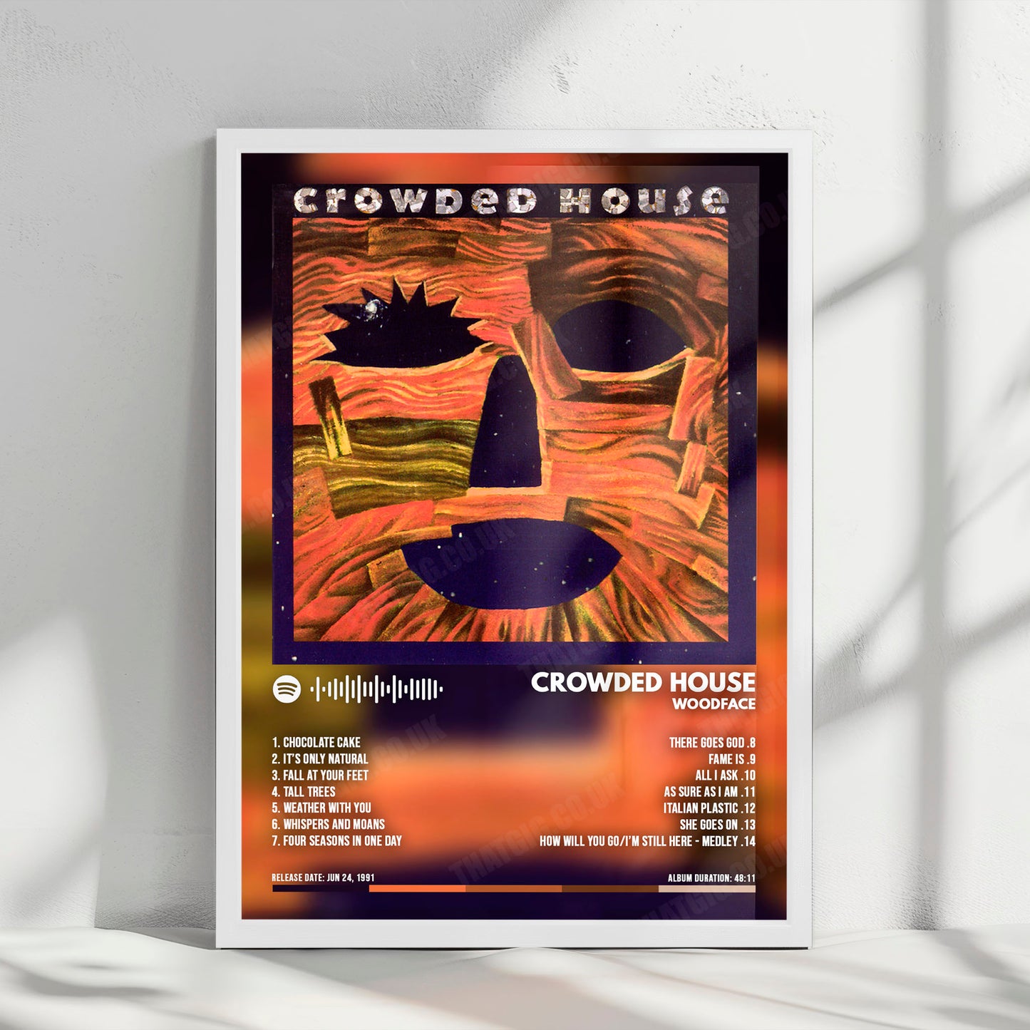 Crowded House "Woodface" Album Cover Poster - with Complete Tracklist