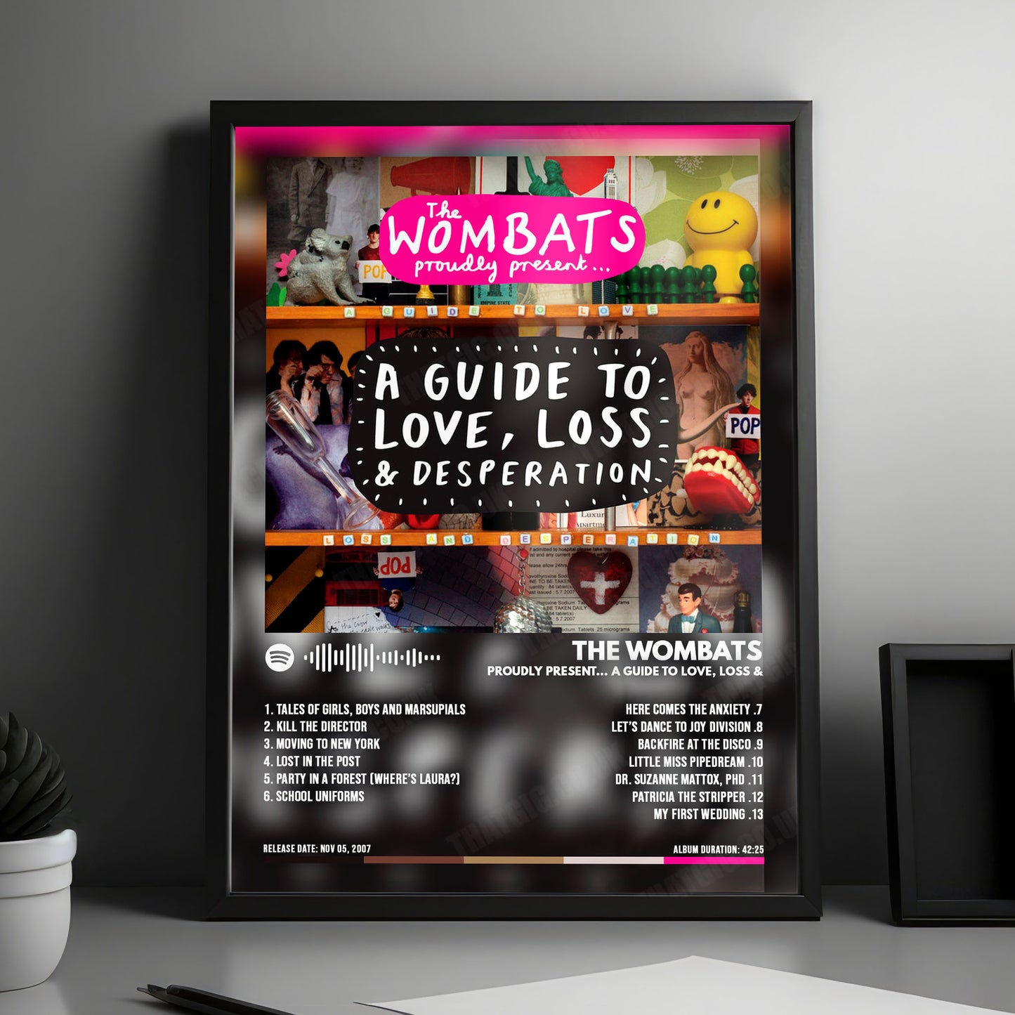 The Wombats "A Guide to Love, Loss & Desperation" Album Cover Poster - with Complete Tracklist