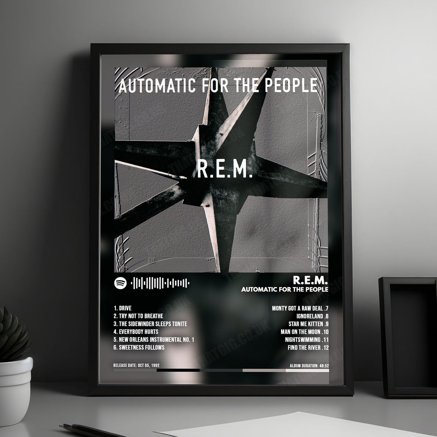 R.E.M. "Automatic for the People" Album Cover Poster - with Complete Tracklist
