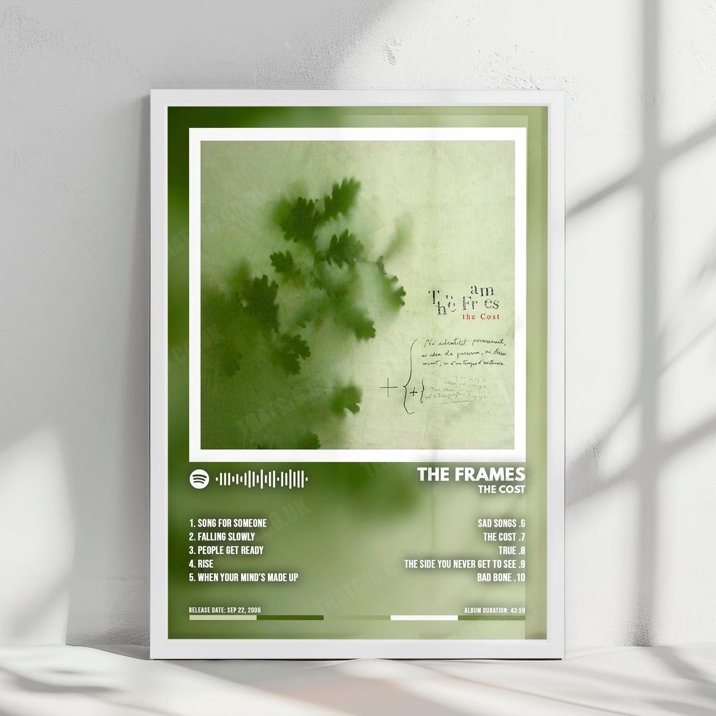 The Frames "The Cost" Album Cover Poster - with Complete Tracklist