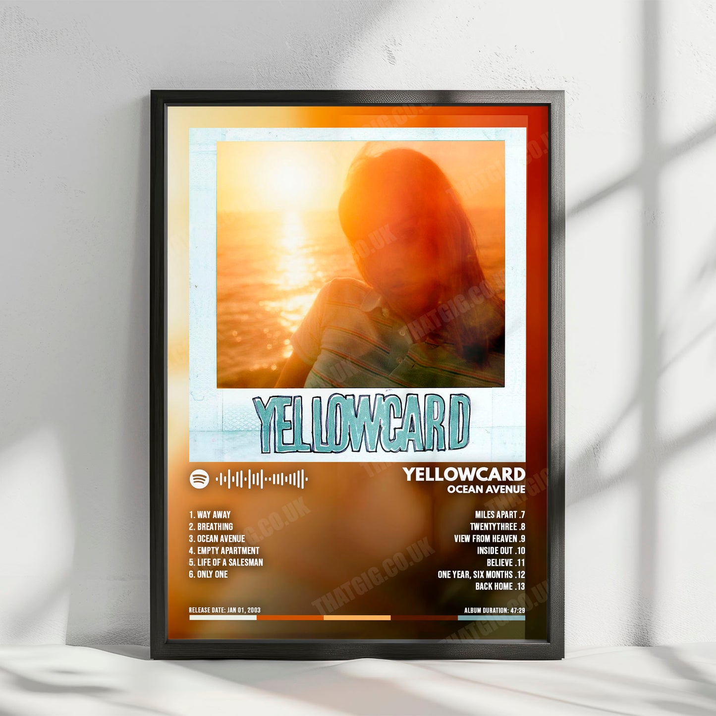 Yellowcard "Ocean Avenue" Album Cover Poster - with Complete Tracklist