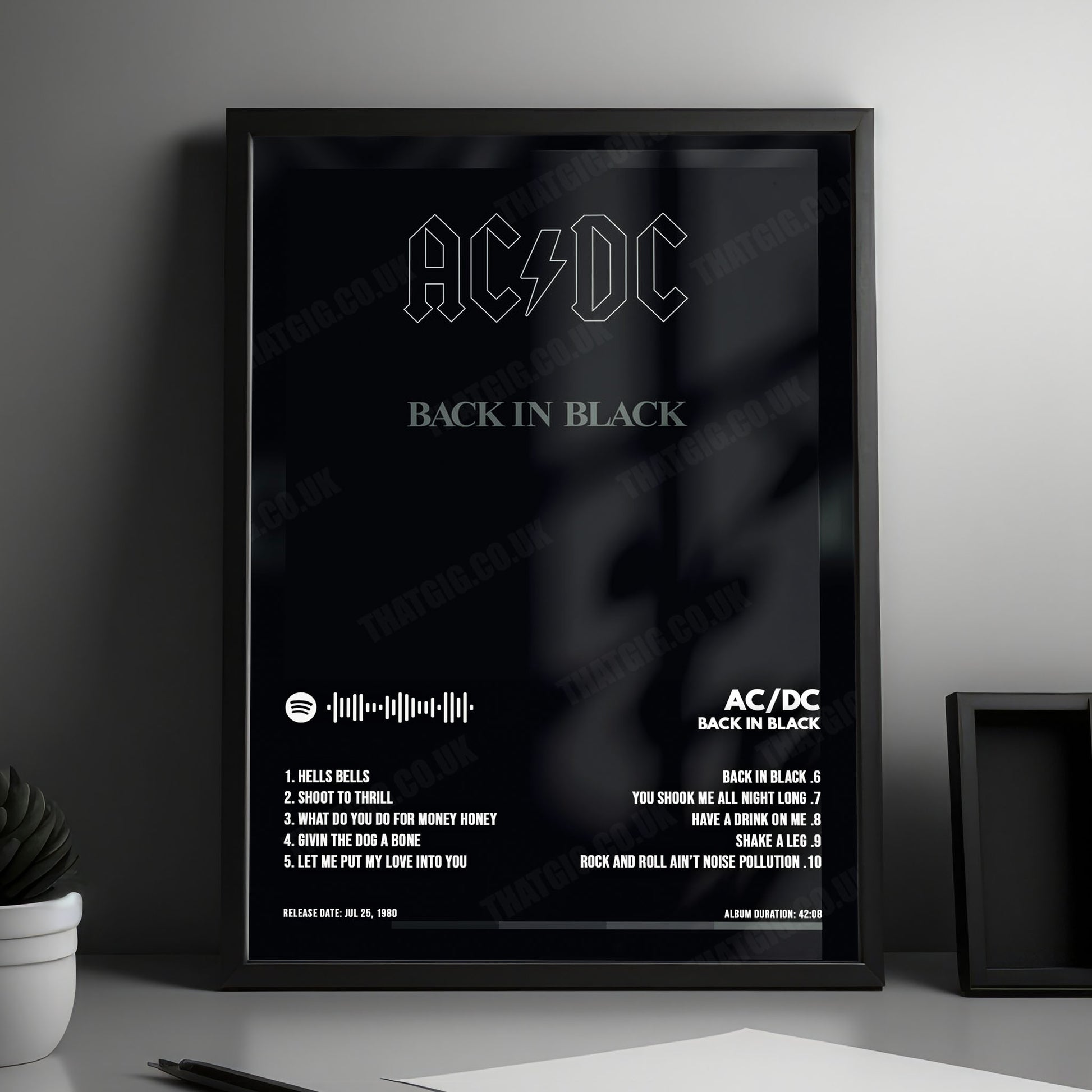 AC/DC "Back in Black" Album Cover Poster - with Complete Tracklist