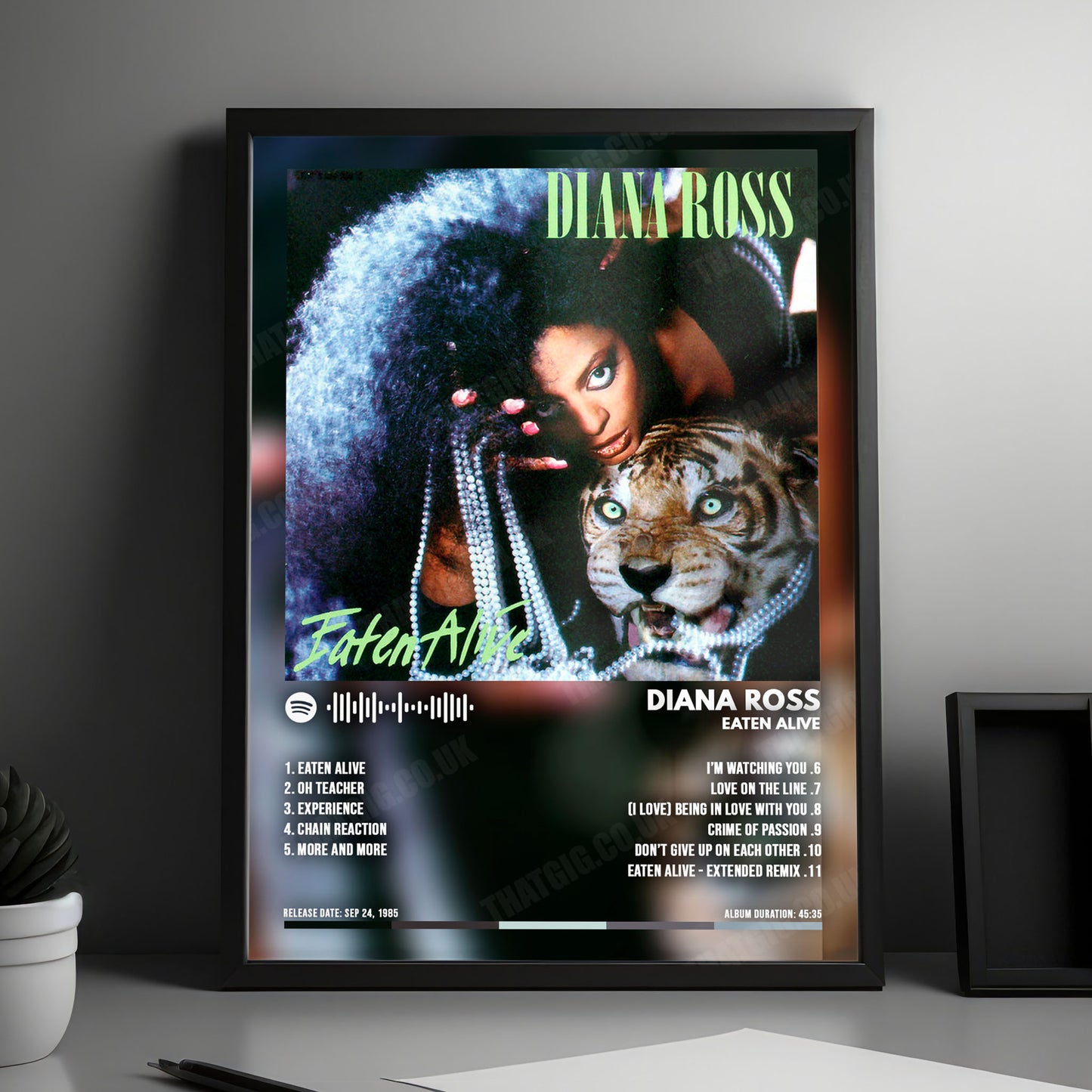 Diana Ross "Eaten Alive" Album Cover Poster - with Complete Tracklist