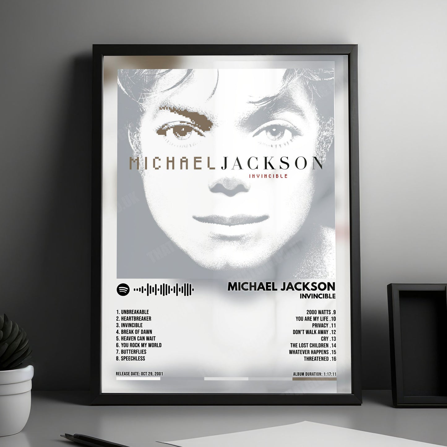 Michael Jackson "Invincible" Album Cover Poster - with Complete Tracklist