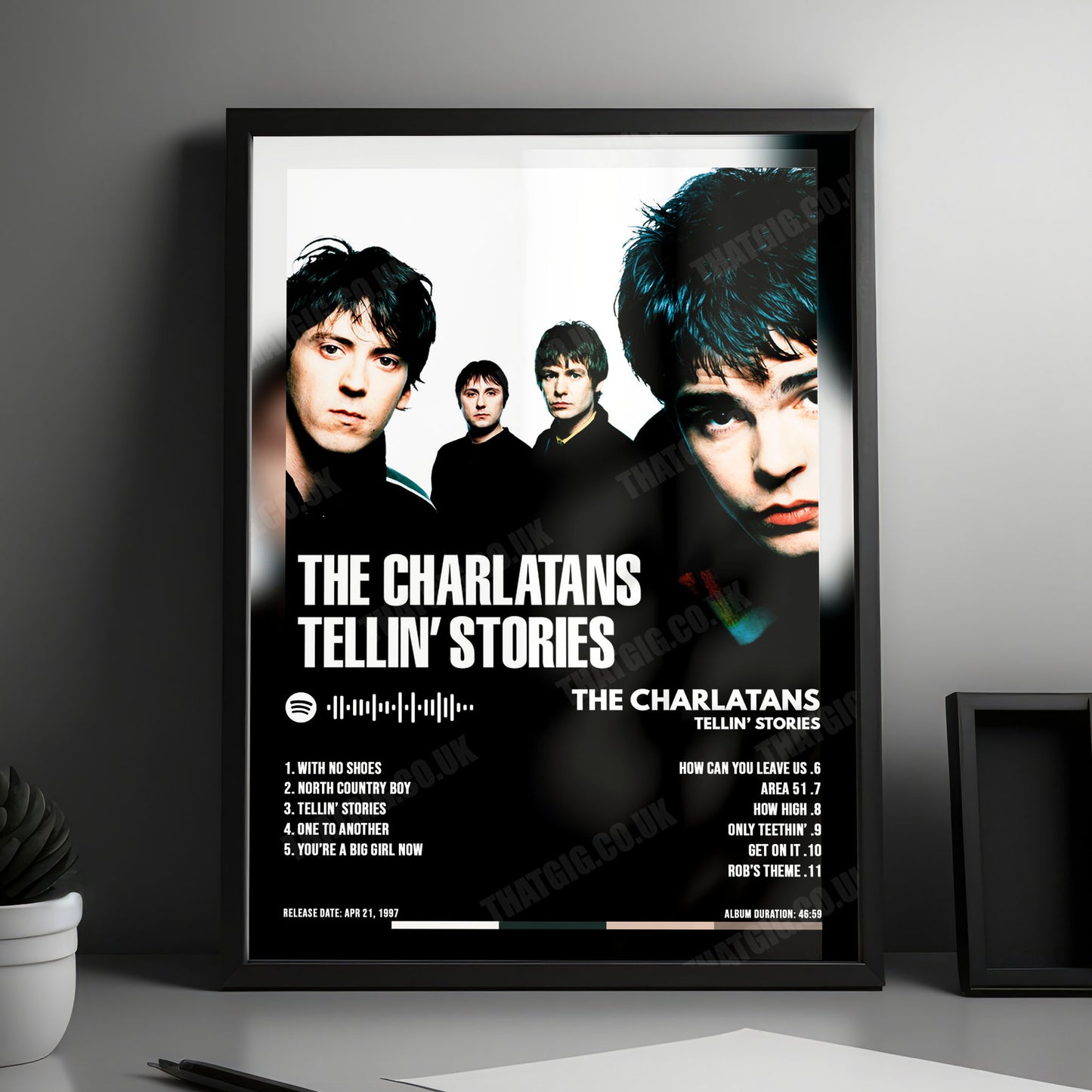 The Charlatans "Tellin' Stories" Album Cover Poster - with Complete Tracklist