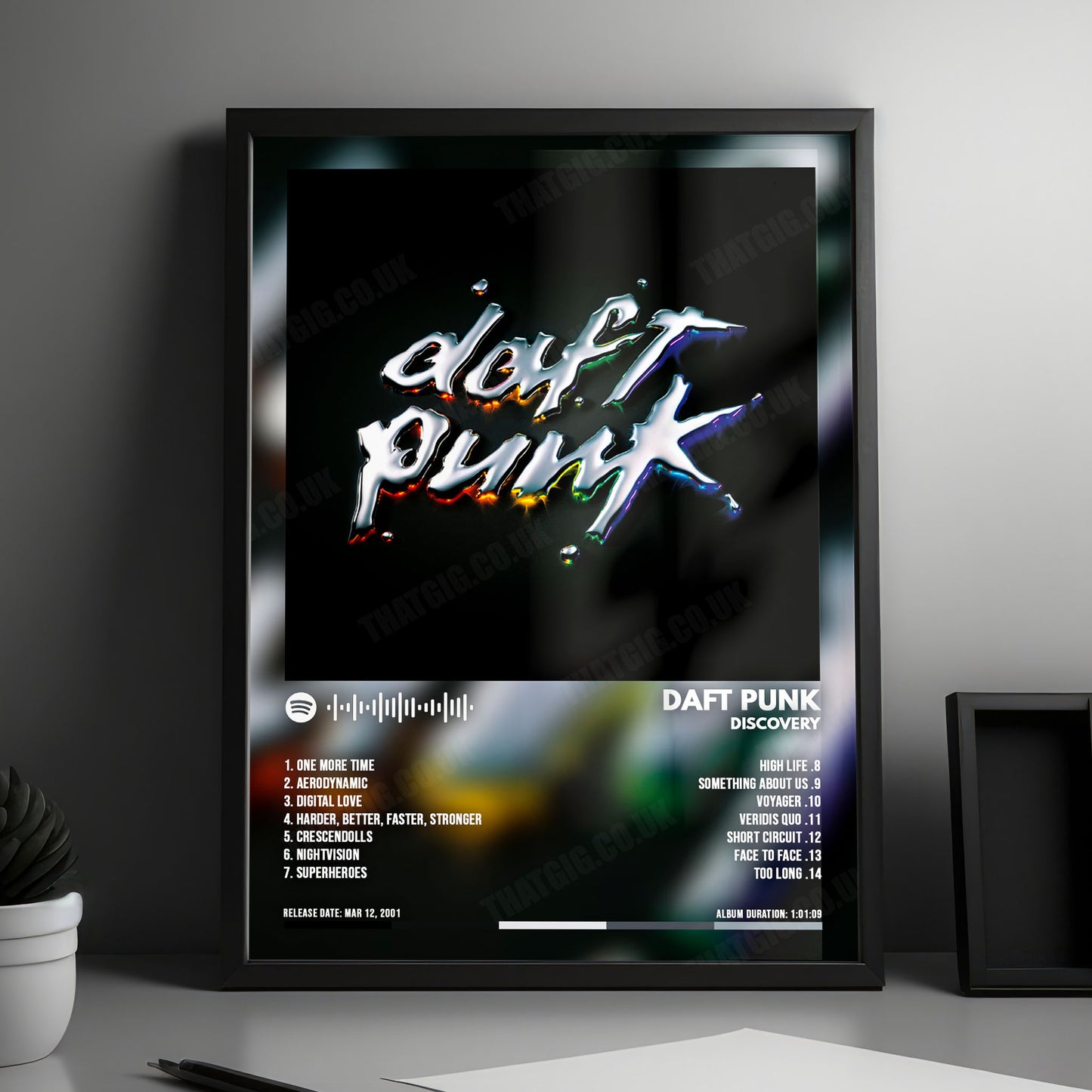 Daft Punk "Discovery " Album Cover Poster - with Complete Tracklist