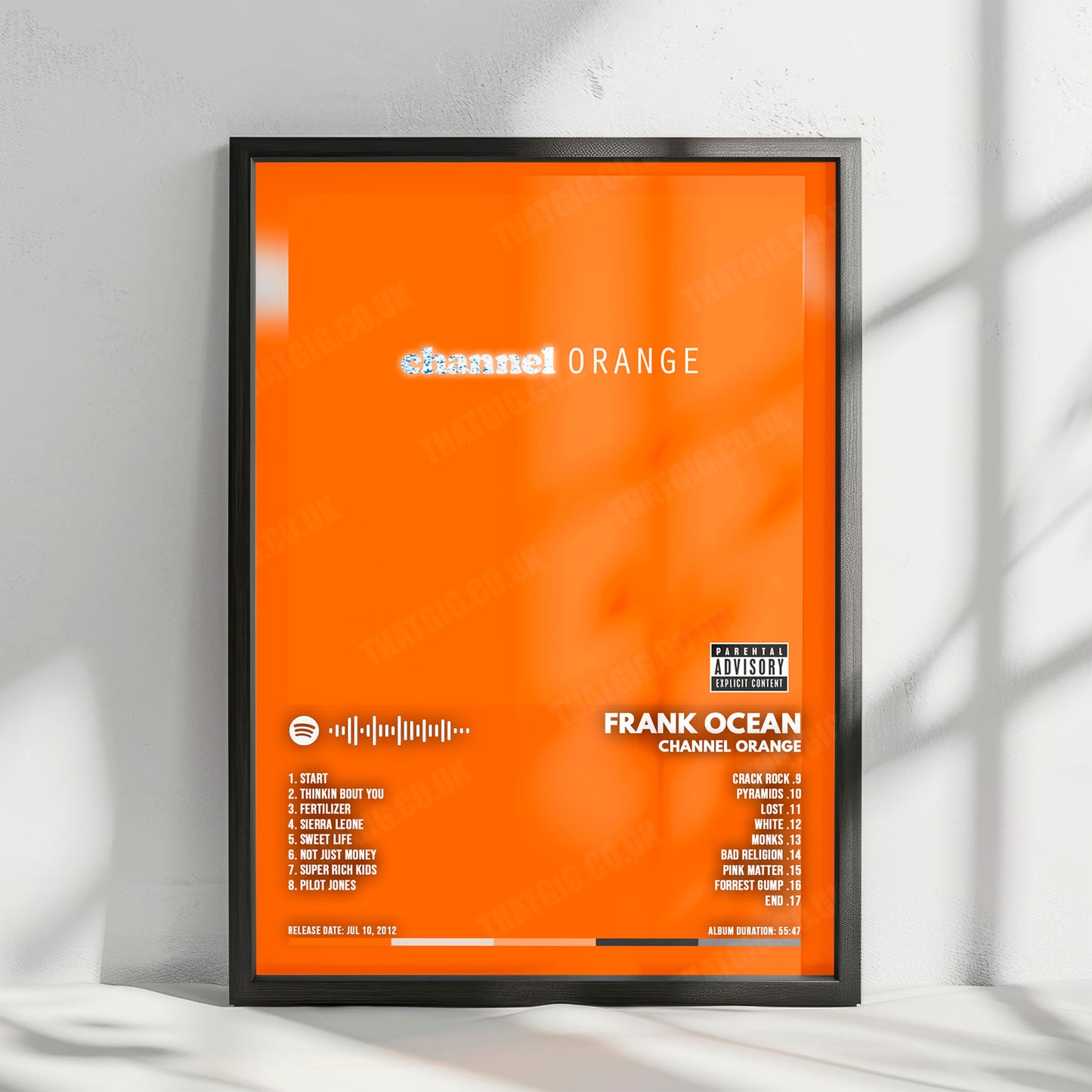 Frank Ocean "channel ORANGE " Album Cover Poster - with Complete Tracklist