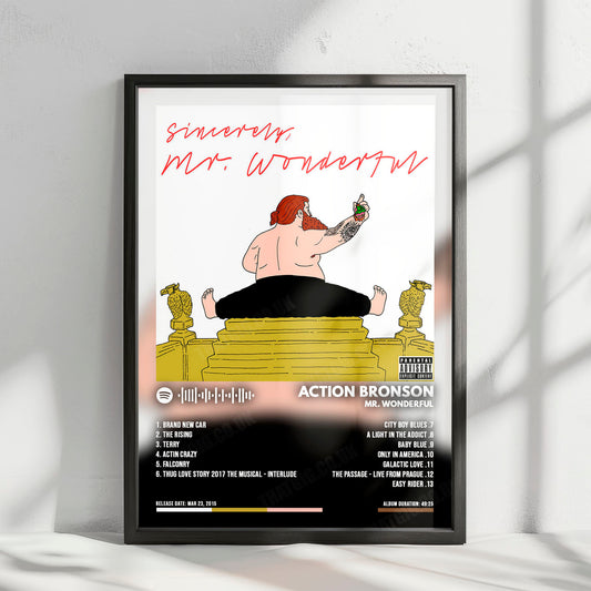 Action Bronson "Mr. Wonderful" Album Cover Poster - with Complete Tracklist