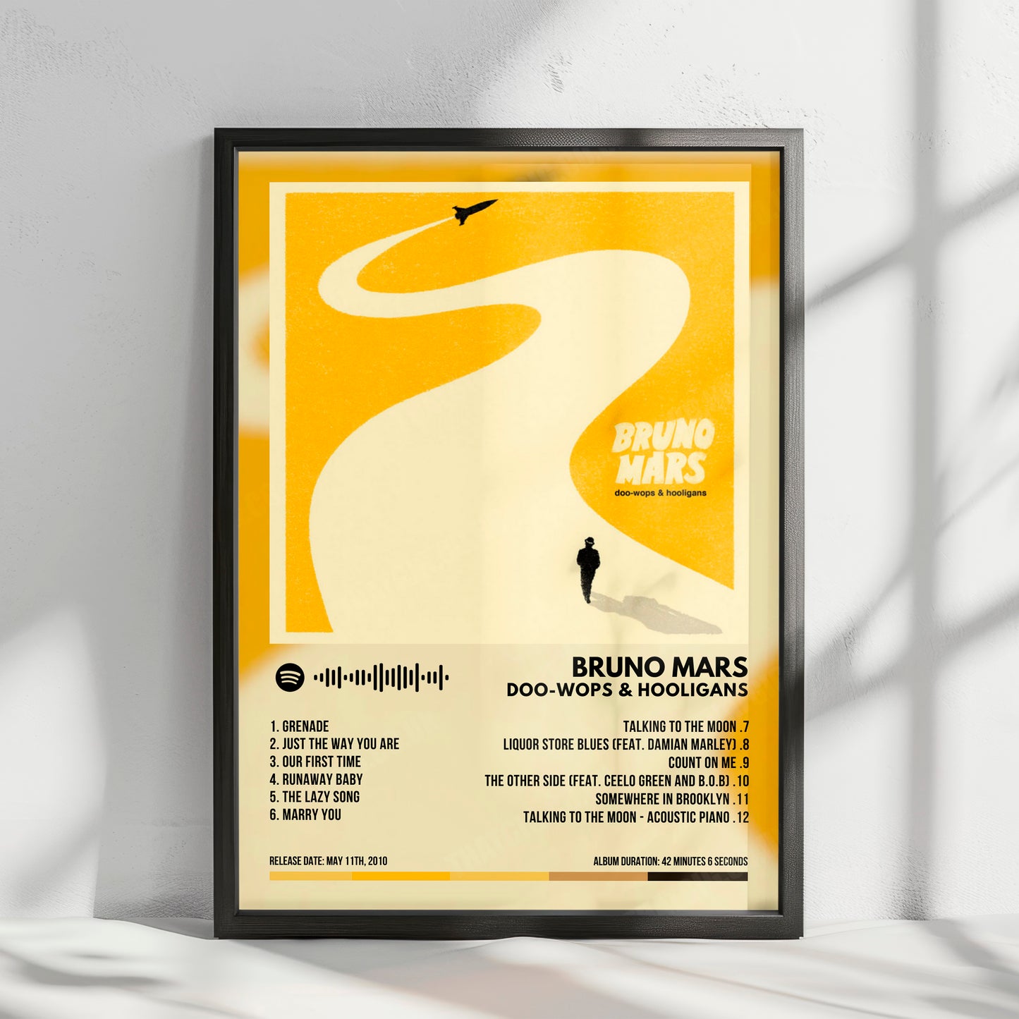 Bruno Mars "Doo-Wops & Hooligans" Album Cover Poster - with Complete Tracklist
