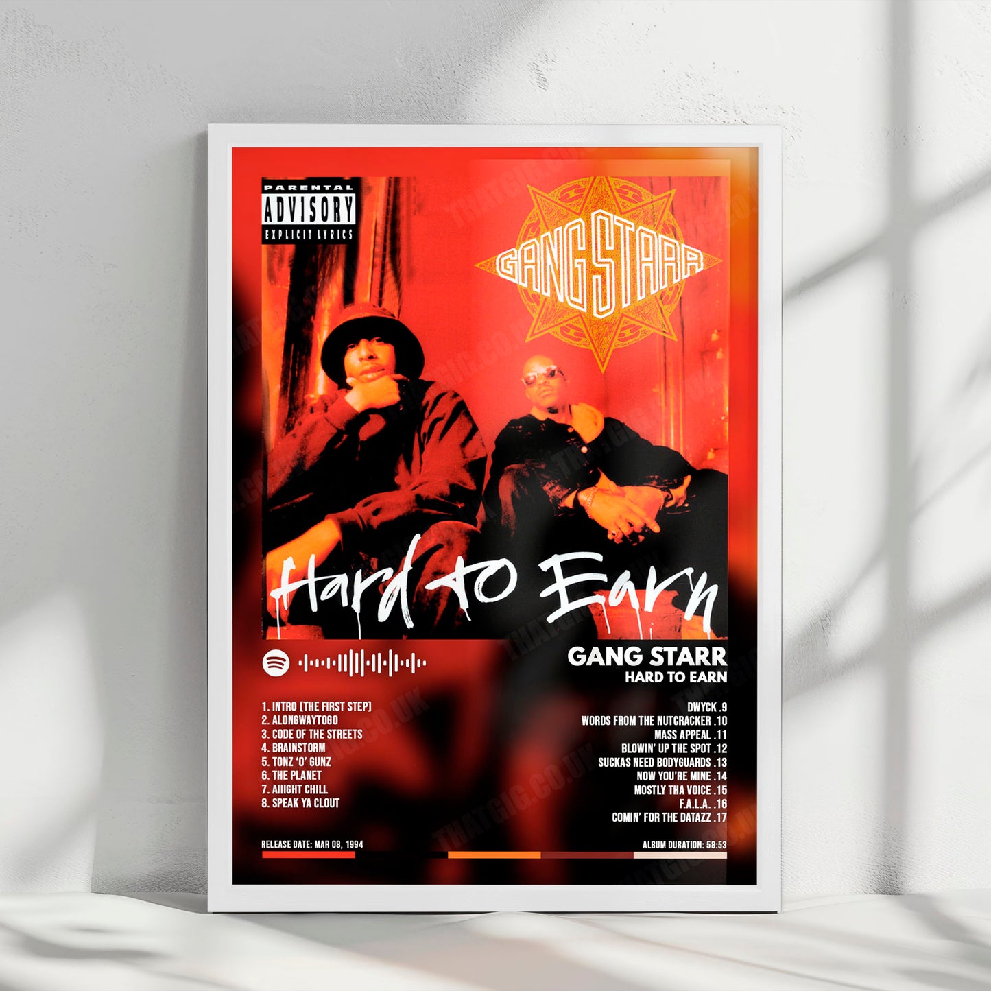 Gang Starr "Hard to Earn" Album Cover Poster - with Complete Tracklist