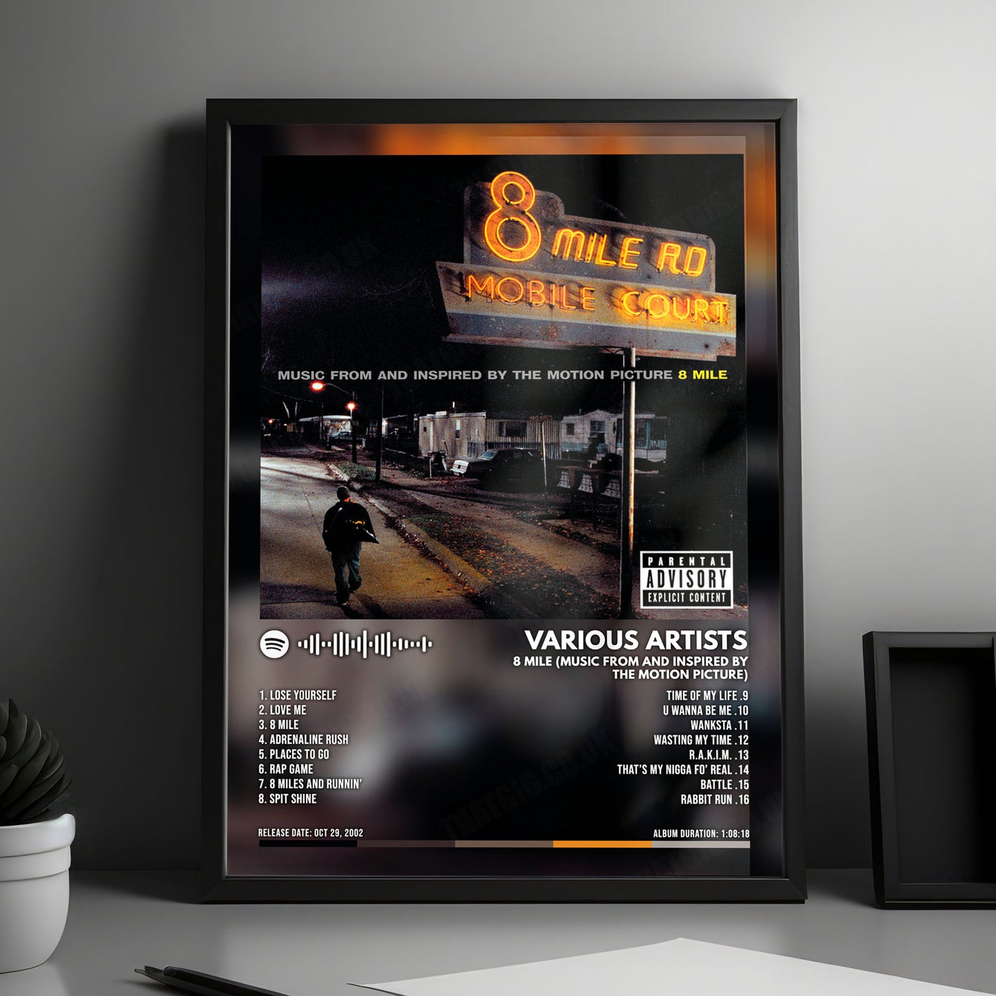 Various Artists "8 Mile: Music from and Inspired by the Motion Picture" Album Cover Poster - with Complete Tracklist