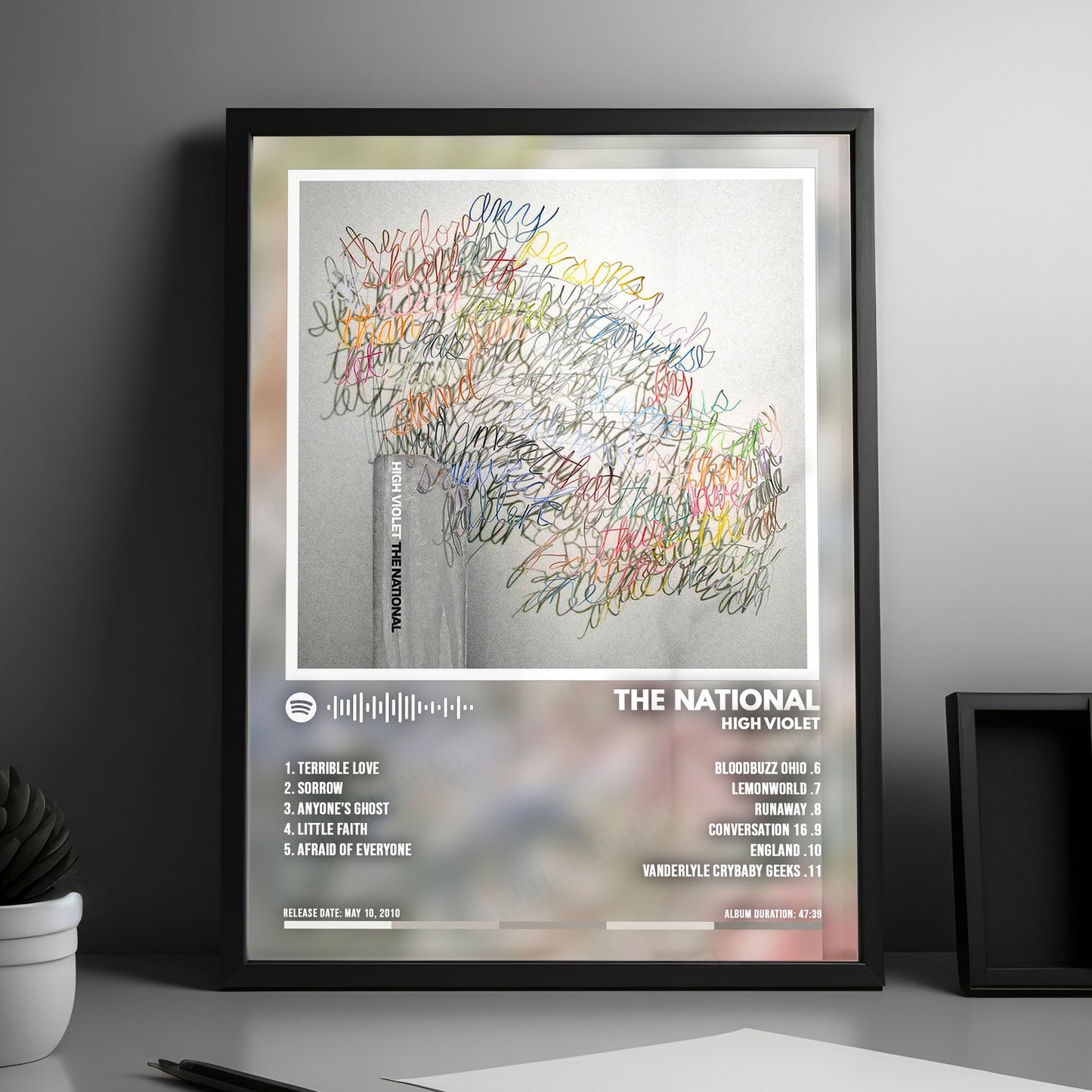 The National "High Violet" Album Cover Poster - with Complete Tracklist
