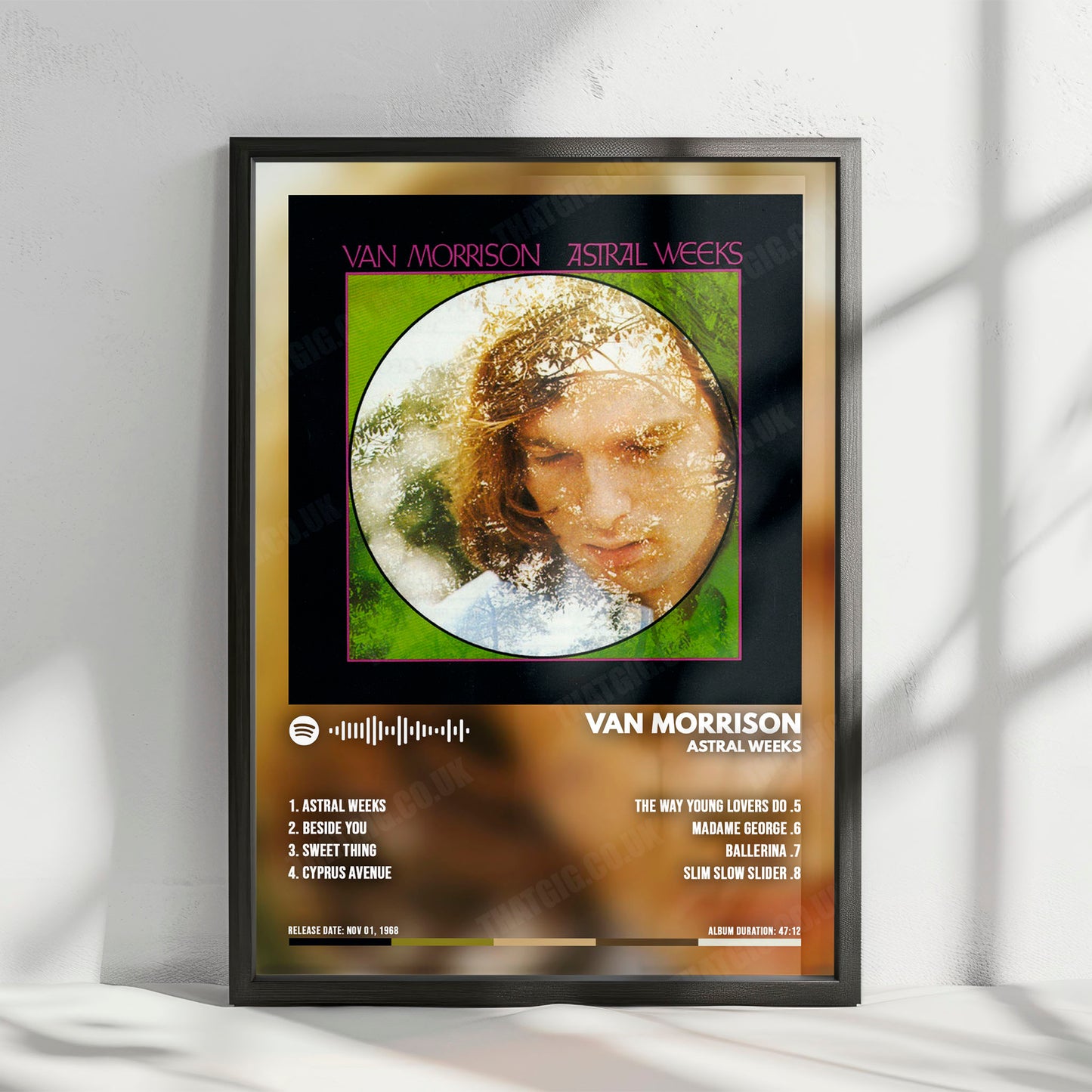 Van Morrison "Astral Weeks " Album Cover Poster - with Complete Tracklist