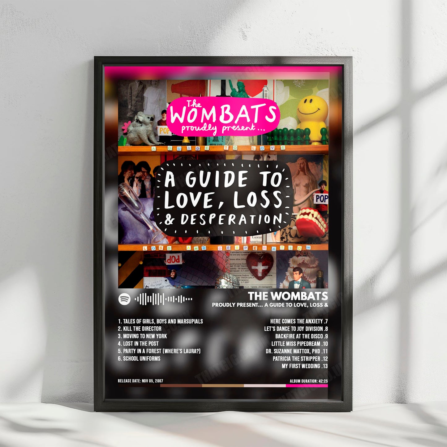 The Wombats "A Guide to Love, Loss & Desperation" Album Cover Poster - with Complete Tracklist