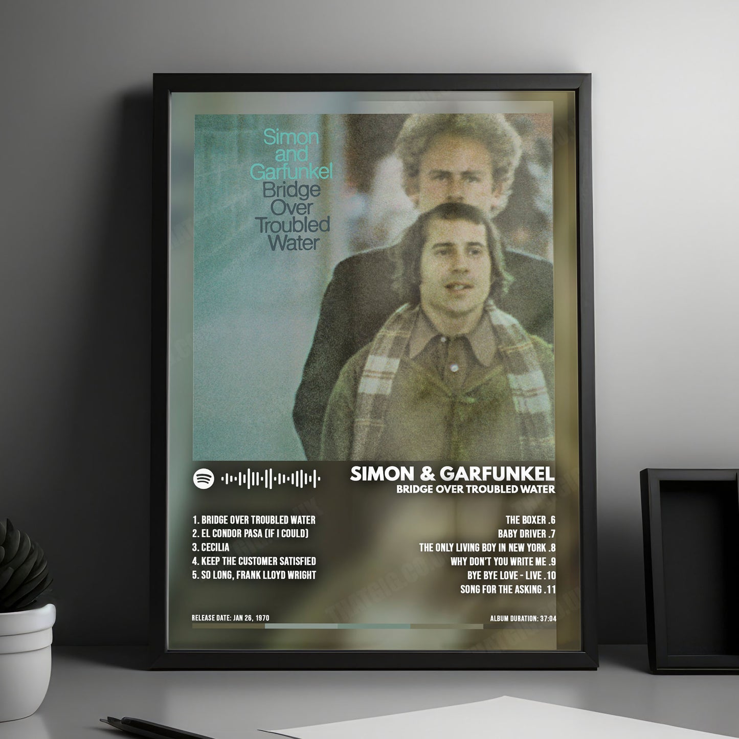 Simon & Garfunkel "Bridge Over Troubled Water " Album Cover Poster - with Complete Tracklist