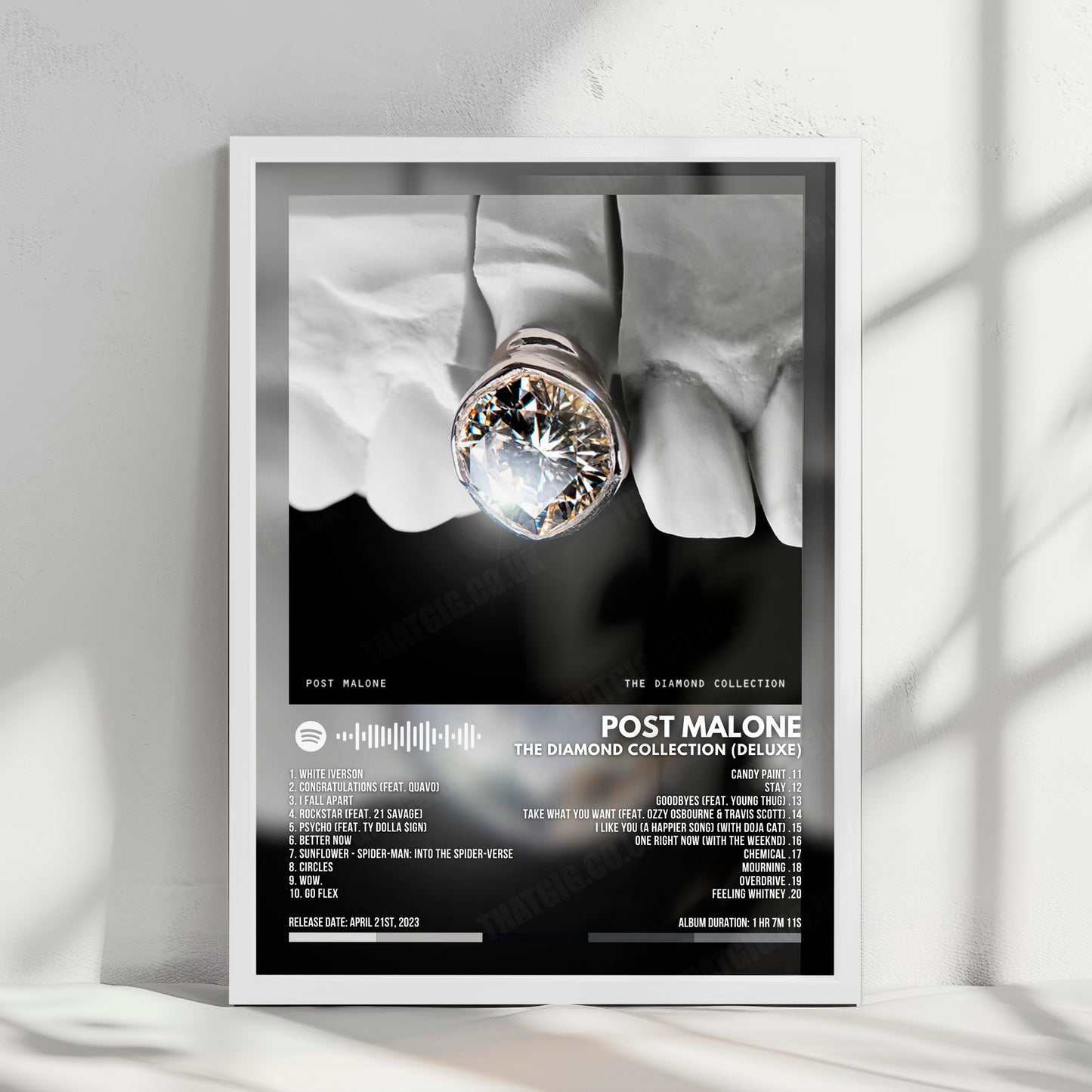 Post Malone "The Diamond Collection (Deluxe)" Album Cover Poster - with Complete Tracklist