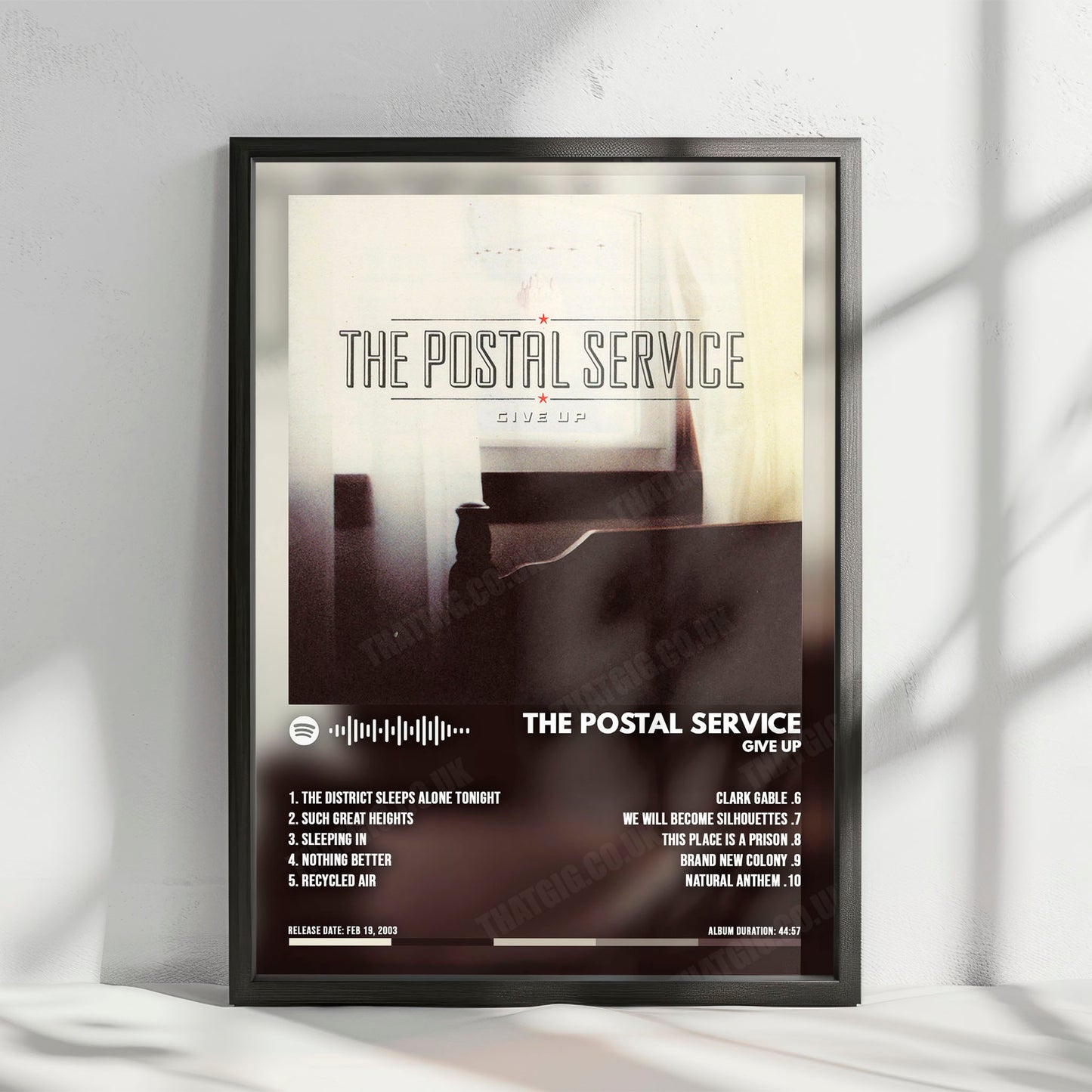 The Postal Service "Give Up " Album Cover Poster - with Complete Tracklist