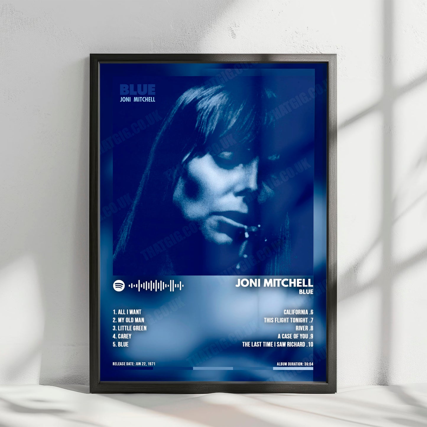 Joni Mitchell "Blue " Album Cover Poster - with Complete Tracklist