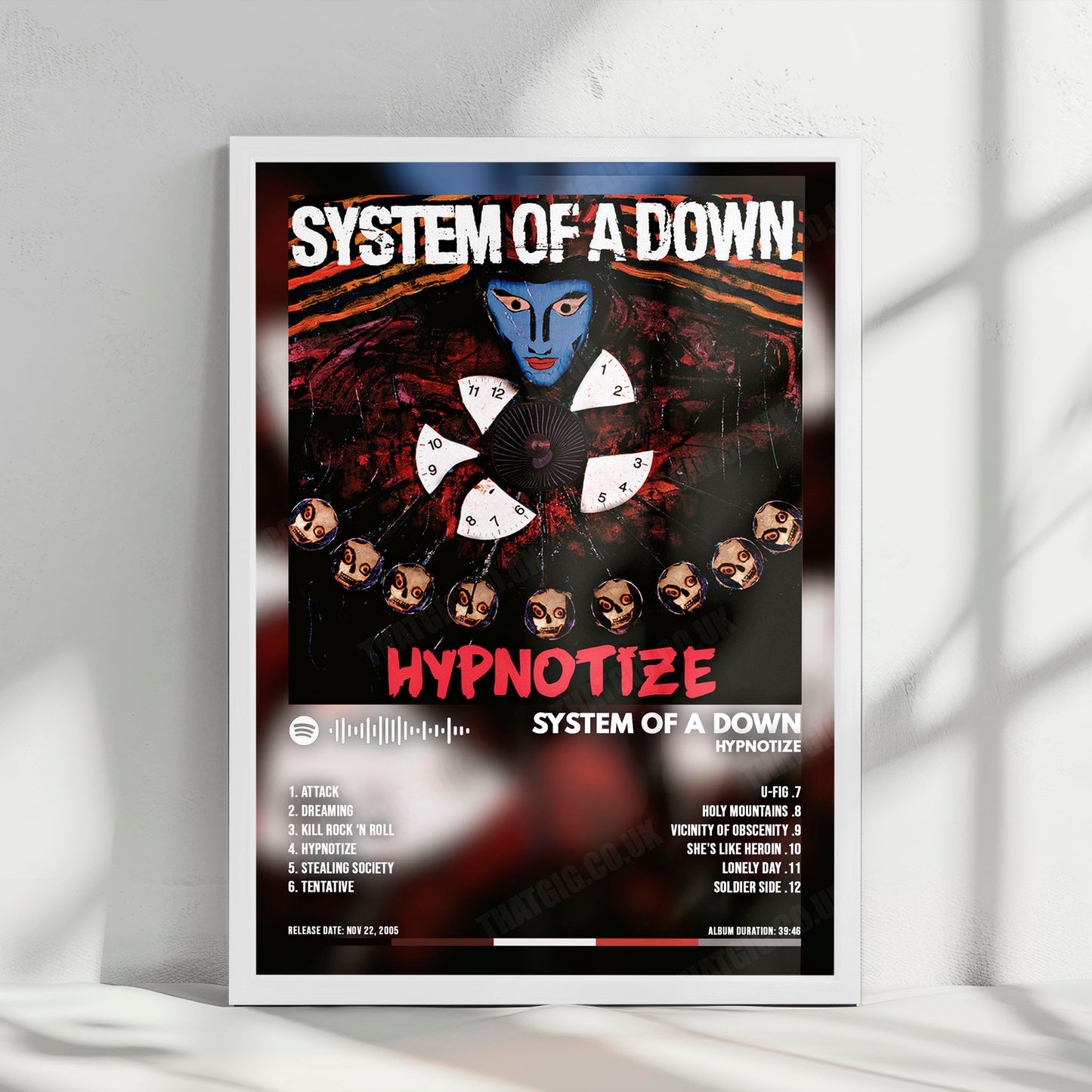 System of a Down "Hypnotize " Album Cover Poster - with Complete Tracklist