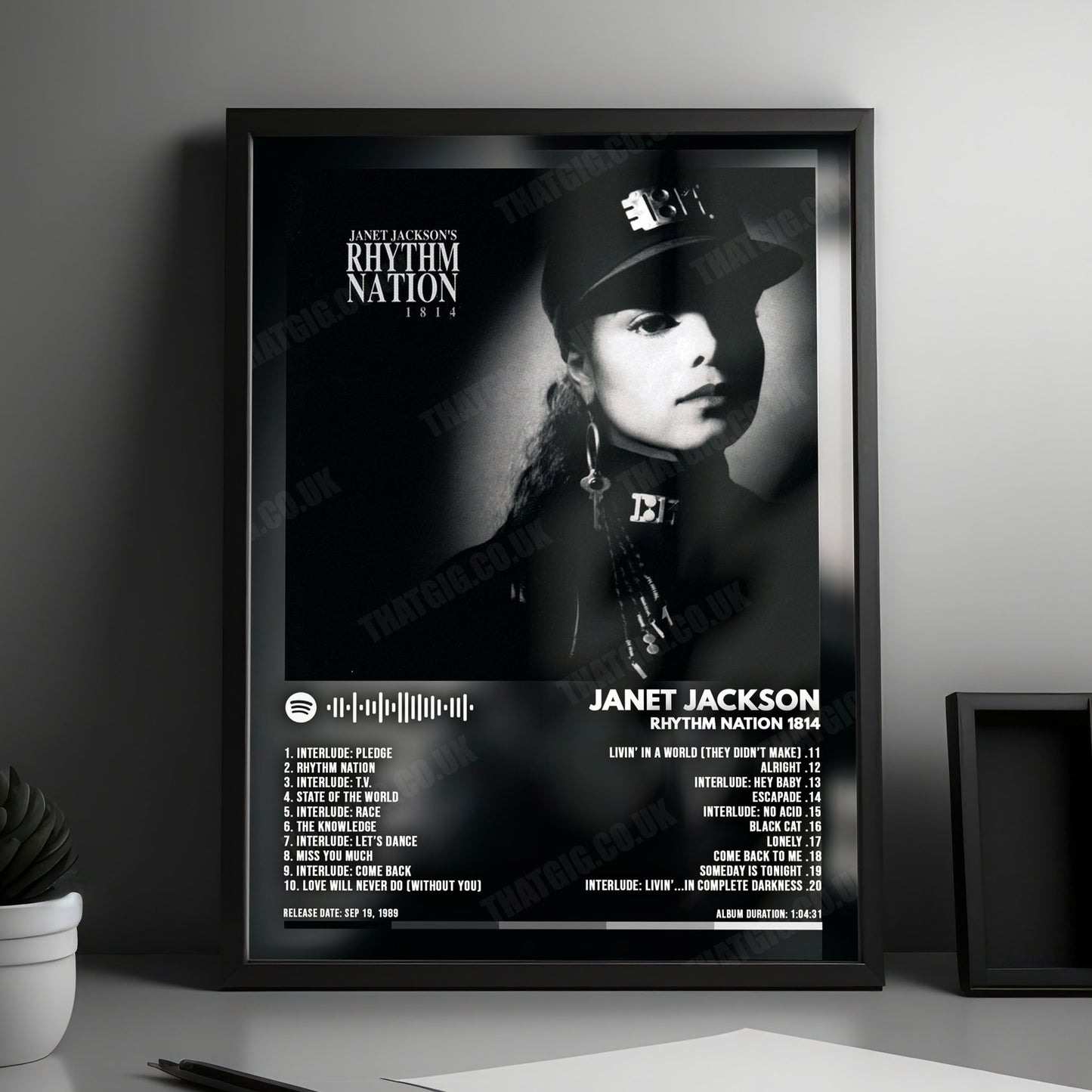 Janet Jackson "Rhythm Nation 1814" Album Cover Poster - with Complete Tracklist