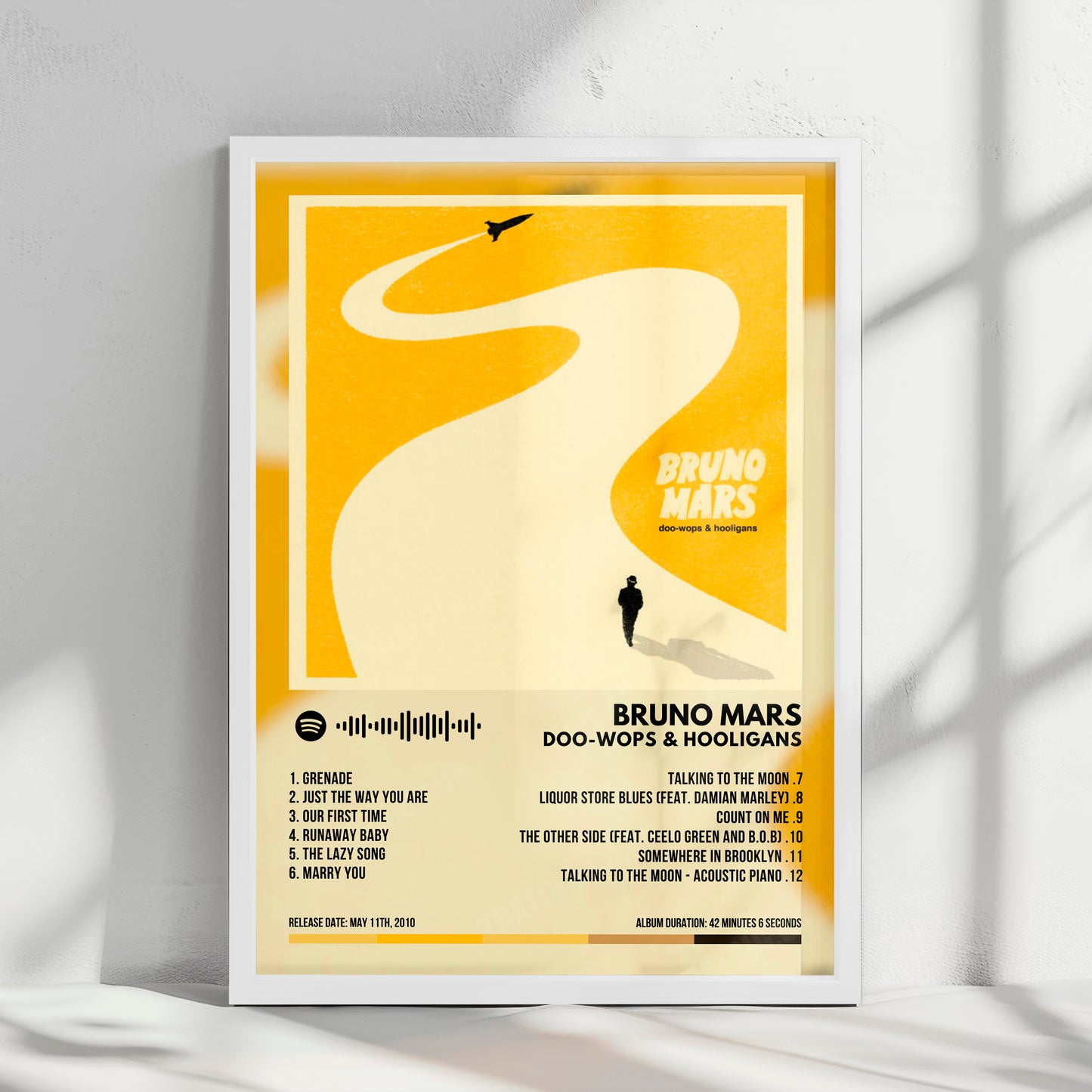 Bruno Mars "Doo-Wops & Hooligans" Album Cover Poster - with Complete Tracklist