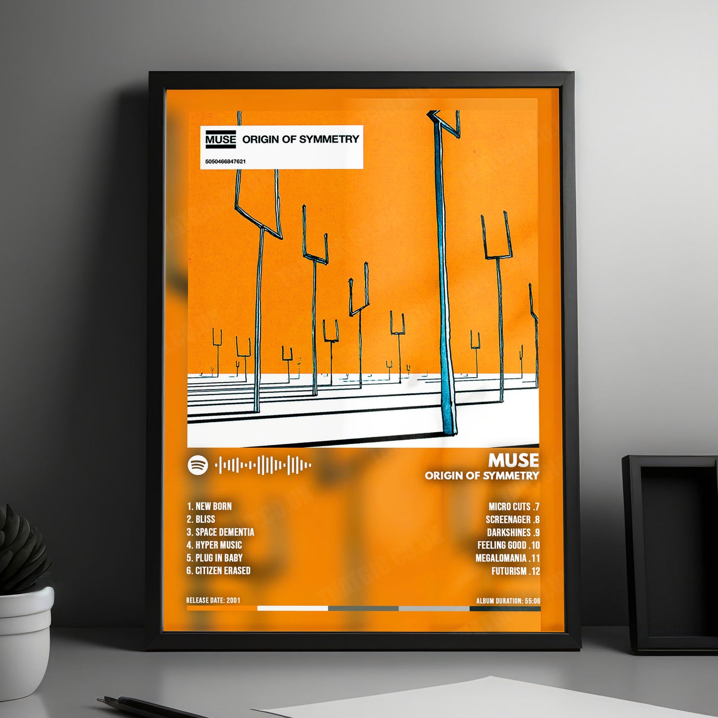 Muse "Origin of Symmetry" Album Cover Poster - with Complete Tracklist