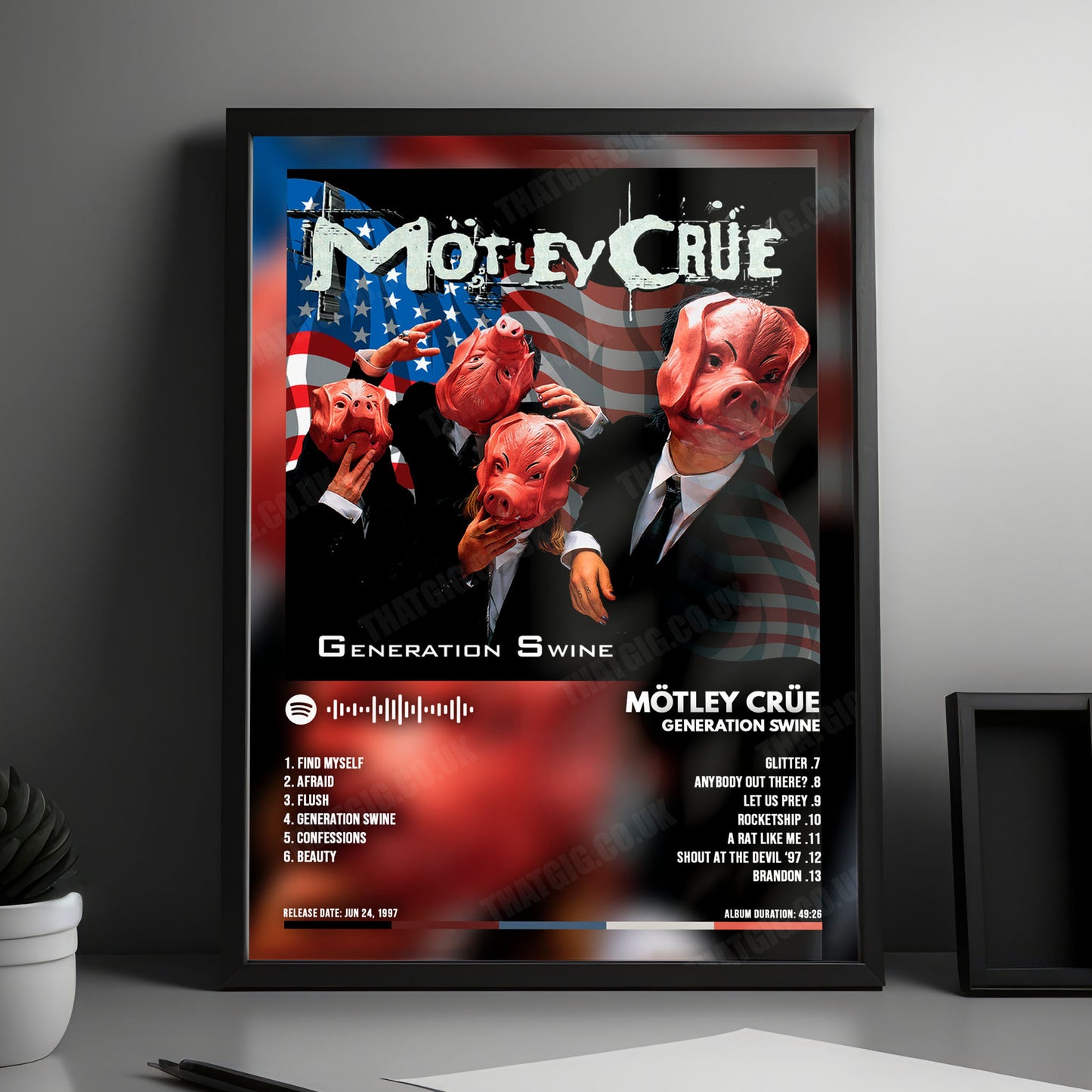 Mötley Crüe "Generation Swine" Album Cover Poster - with Complete Tracklist