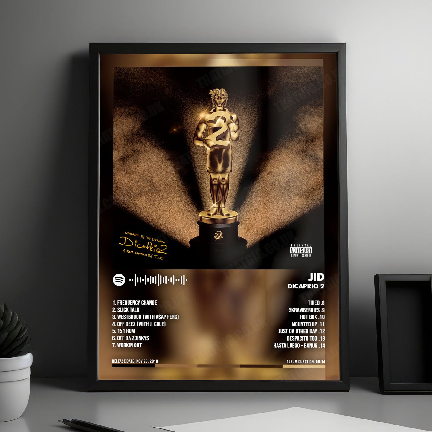 JID "DiCaprio 2" Album Cover Poster - with Complete Tracklist