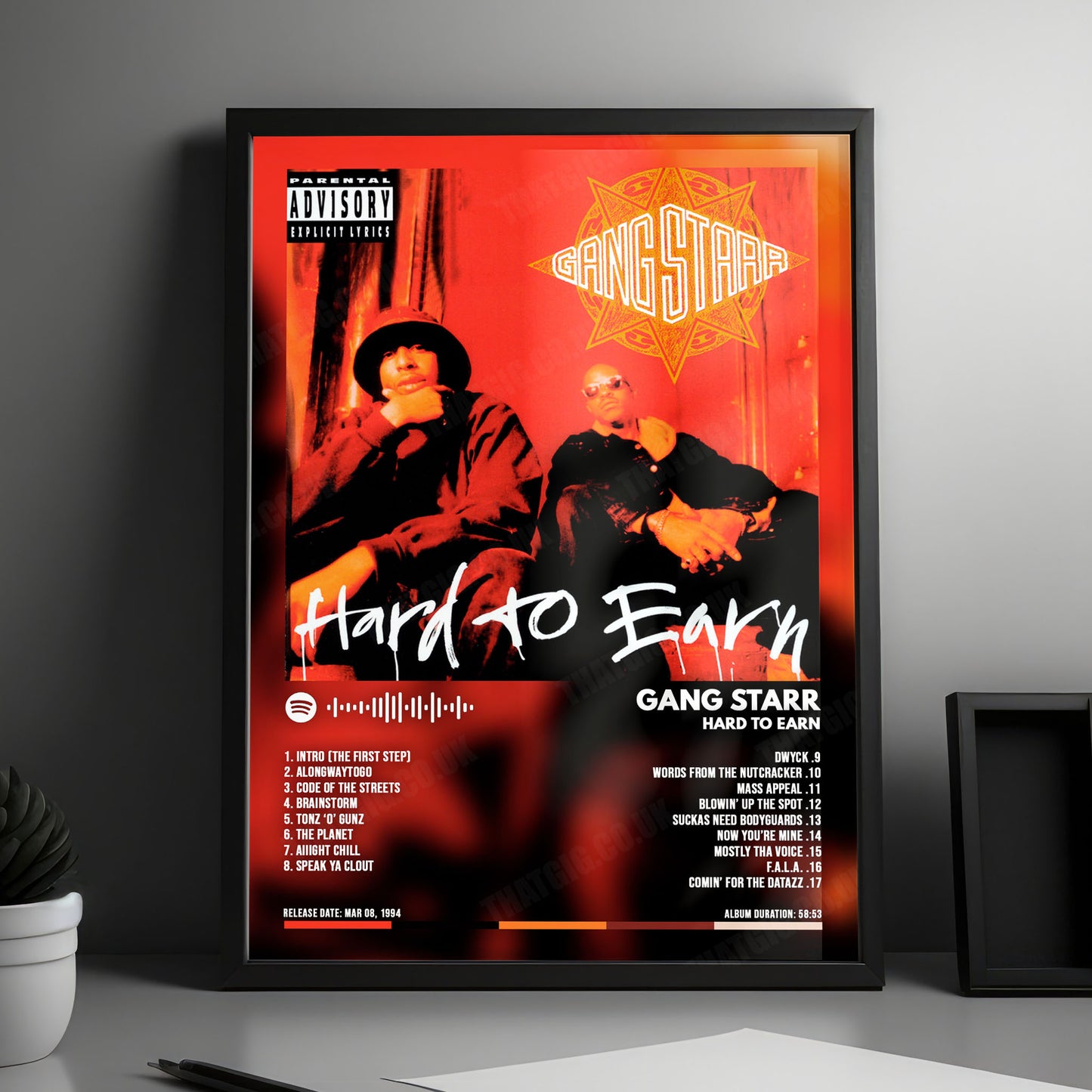 Gang Starr "Hard to Earn" Album Cover Poster - with Complete Tracklist