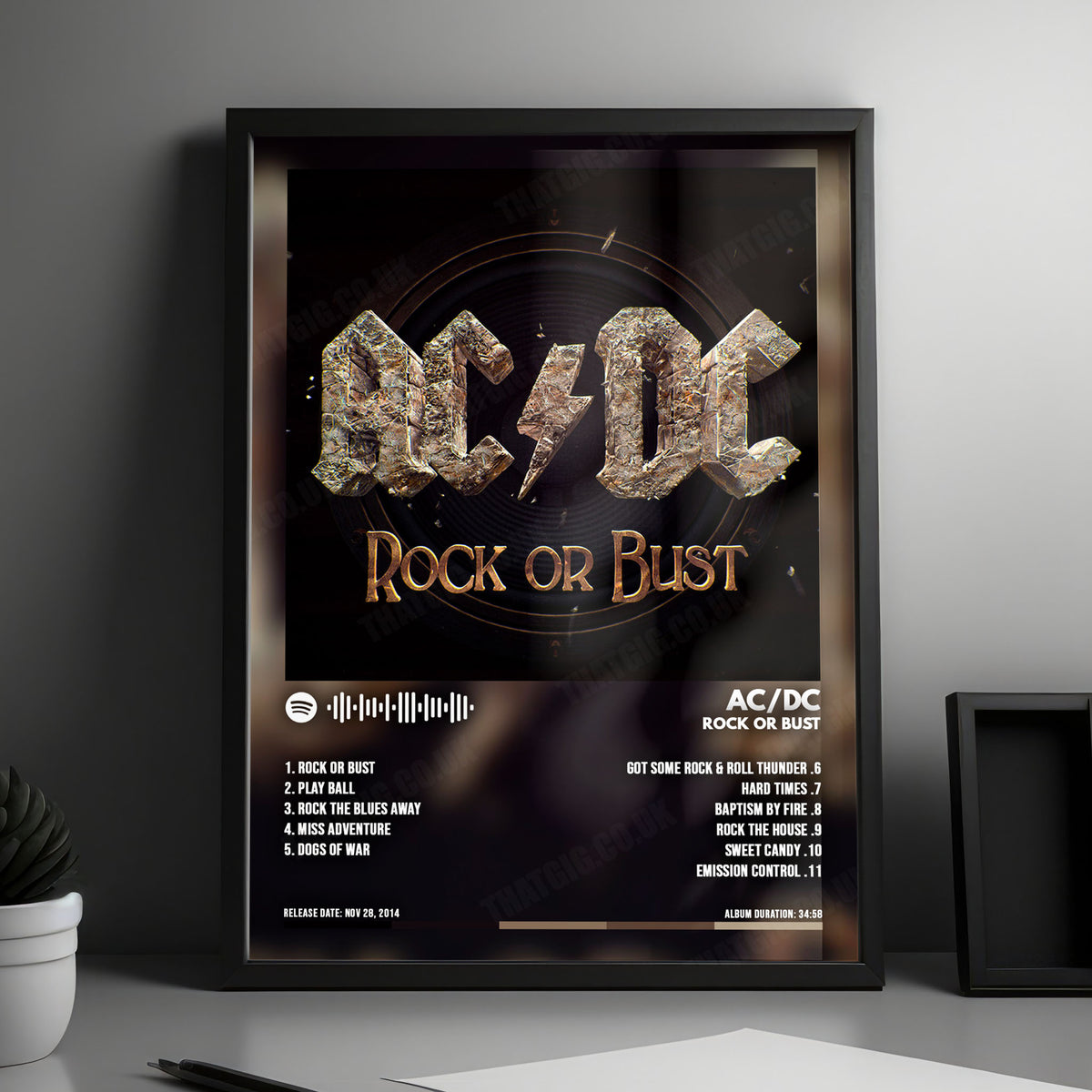 AC/DC "Rock or Bust" Album Cover Poster - with Complete Tracklist
