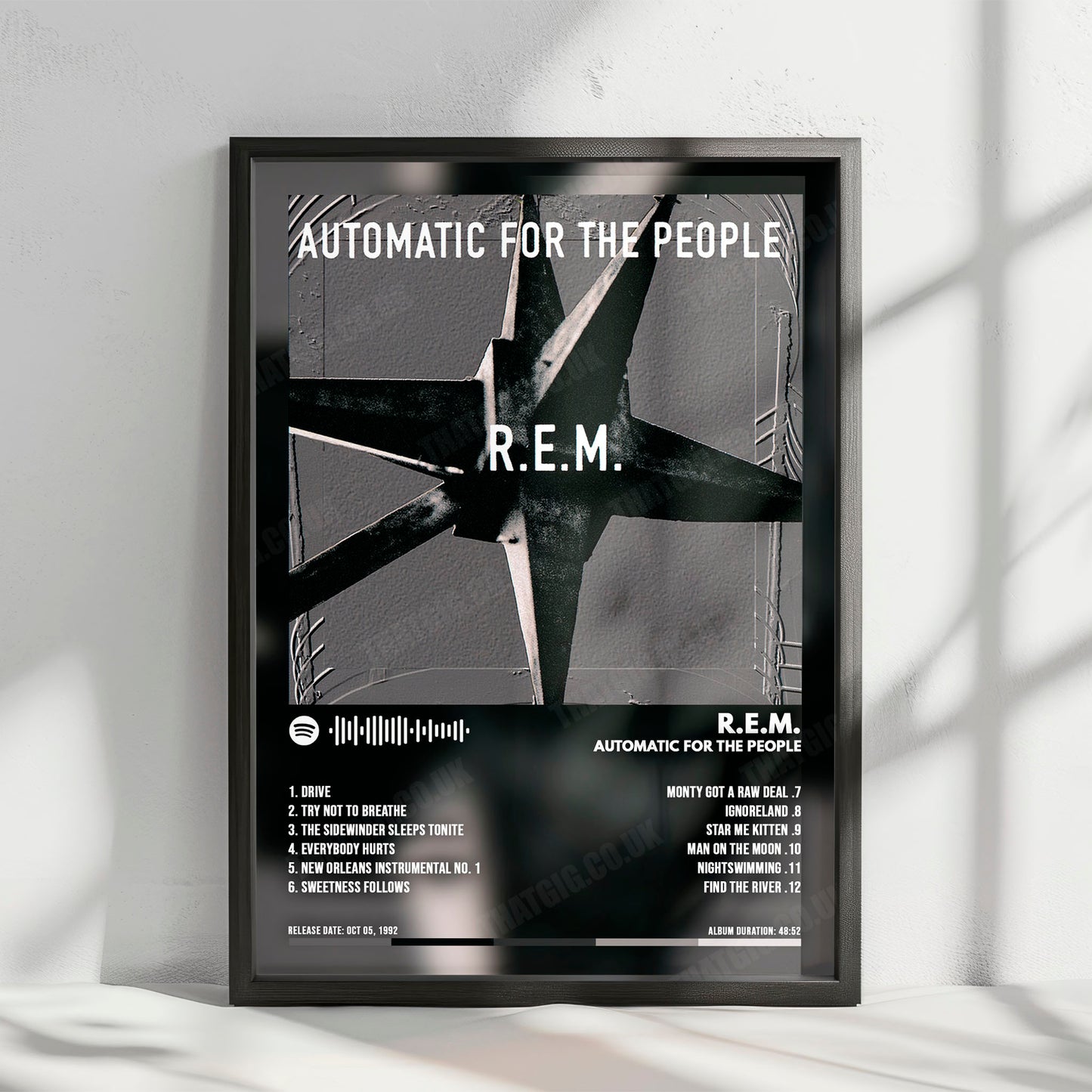 R.E.M. "Automatic for the People" Album Cover Poster - with Complete Tracklist