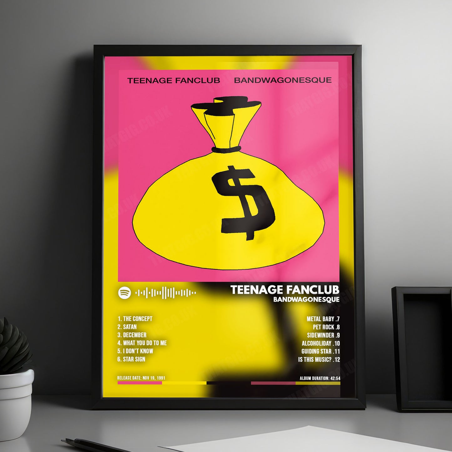 Teenage Fanclub "Bandwagonesque" Album Cover Poster - with Complete Tracklist