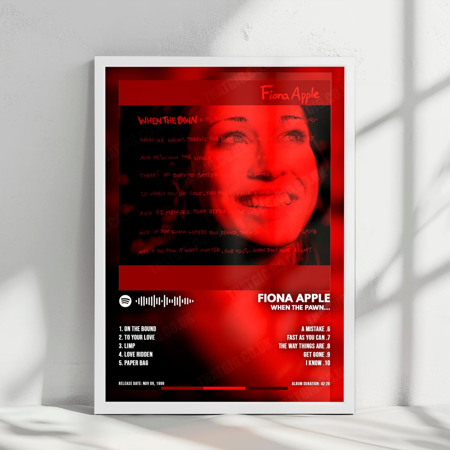 Fiona Apple "When the Pawn... " Album Cover Poster - with Complete Tracklist