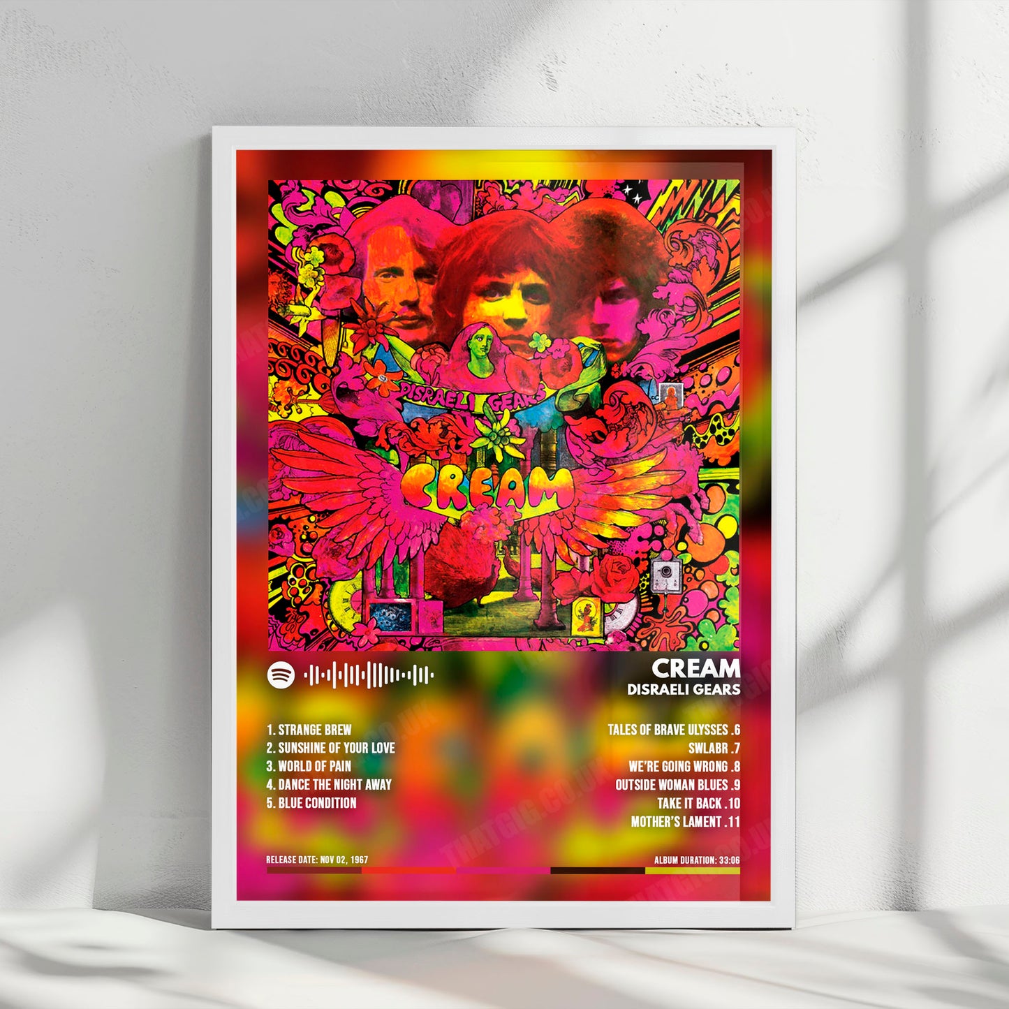 Cream "Disraeli Gears " Album Cover Poster - with Complete Tracklist
