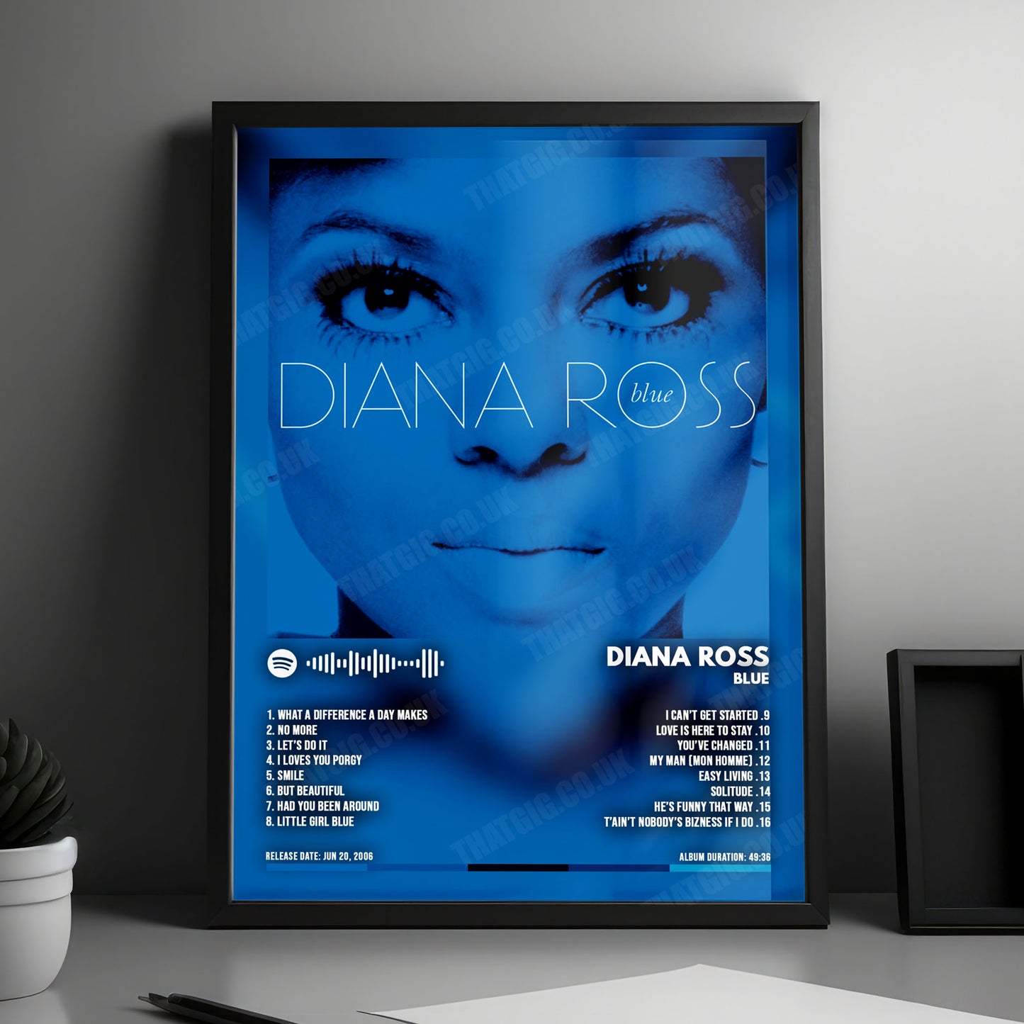 Diana Ross "Blue" Album Cover Poster - with Complete Tracklist