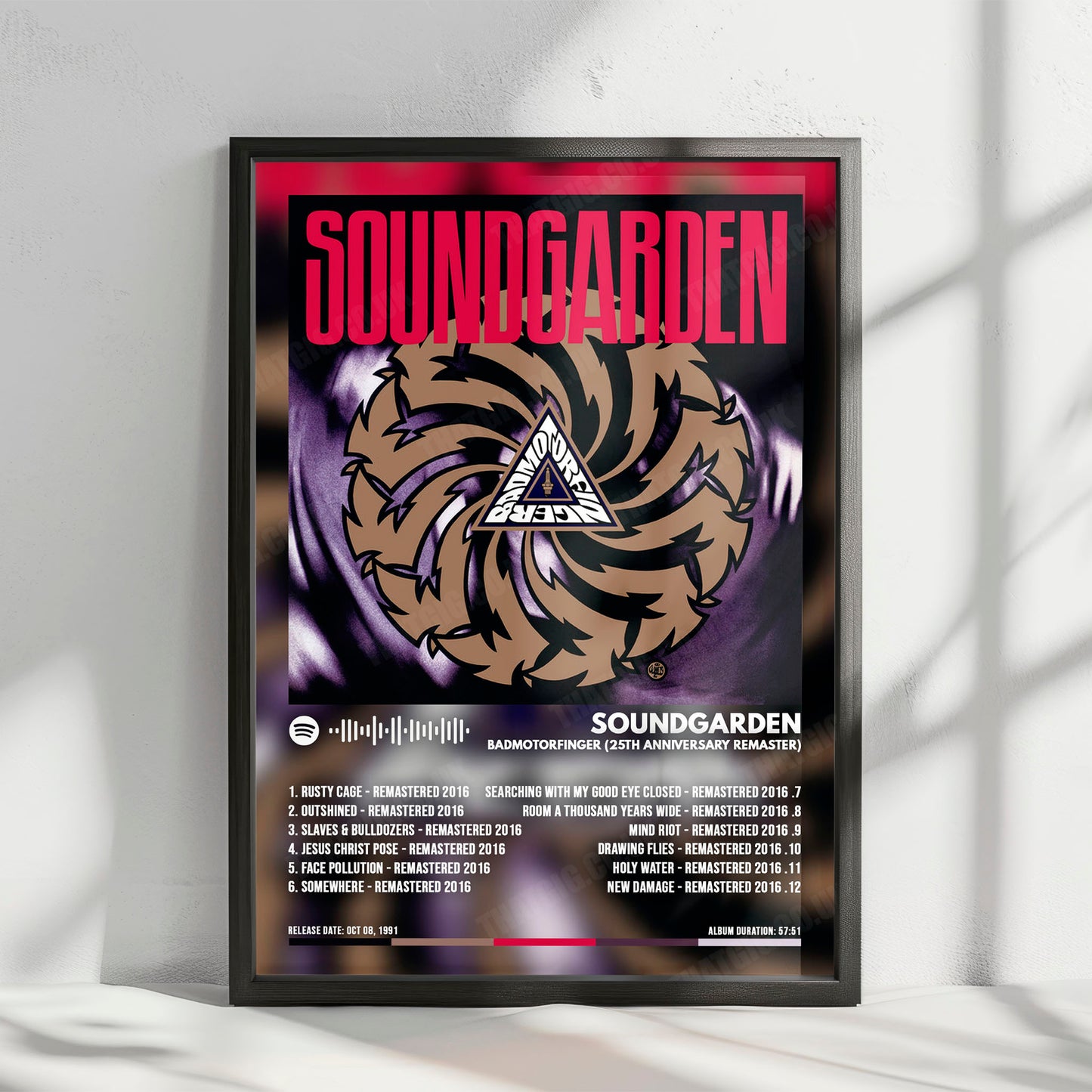 Soundgarden "Badmotorfinger" Album Cover Poster - with Complete Tracklist