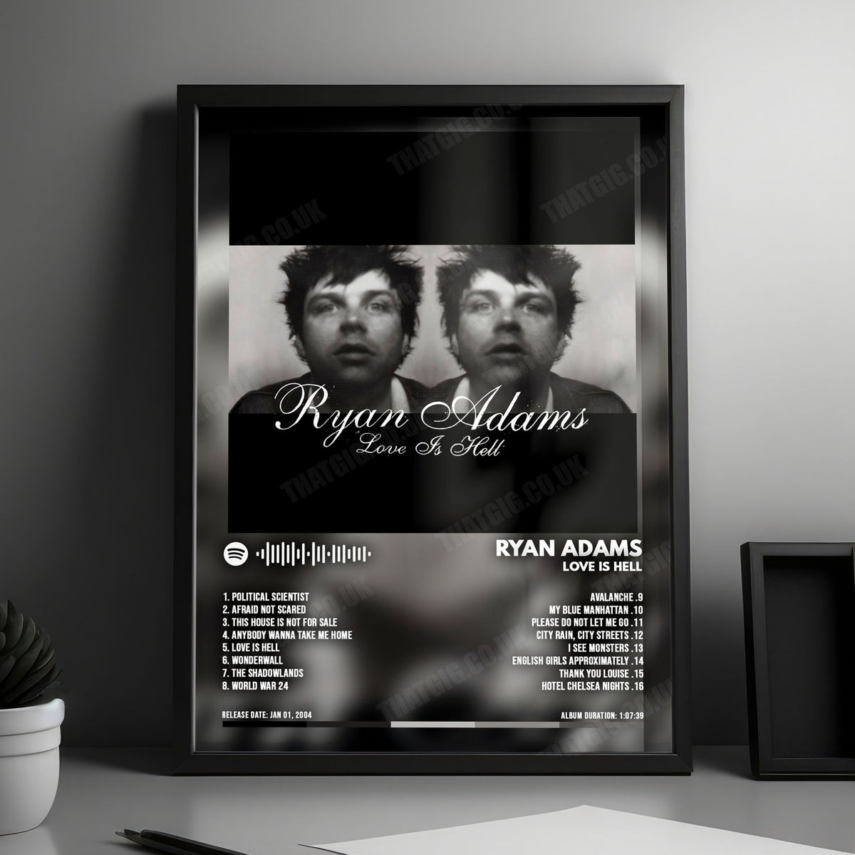 Ryan Adams "Love Is Hell" Album Cover Poster - with Complete Tracklist