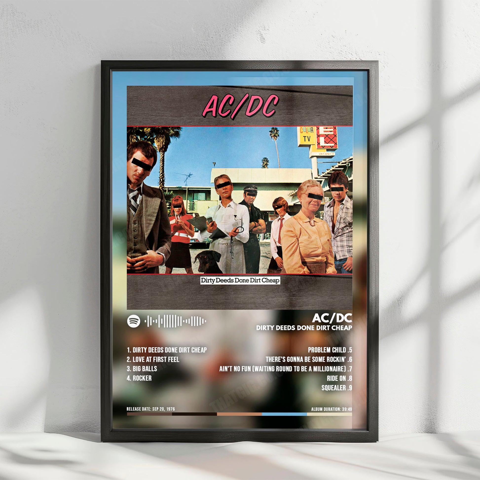 AC/DC "Dirty Deeds Done Dirt Cheap" Album Cover Poster - with Complete Tracklist