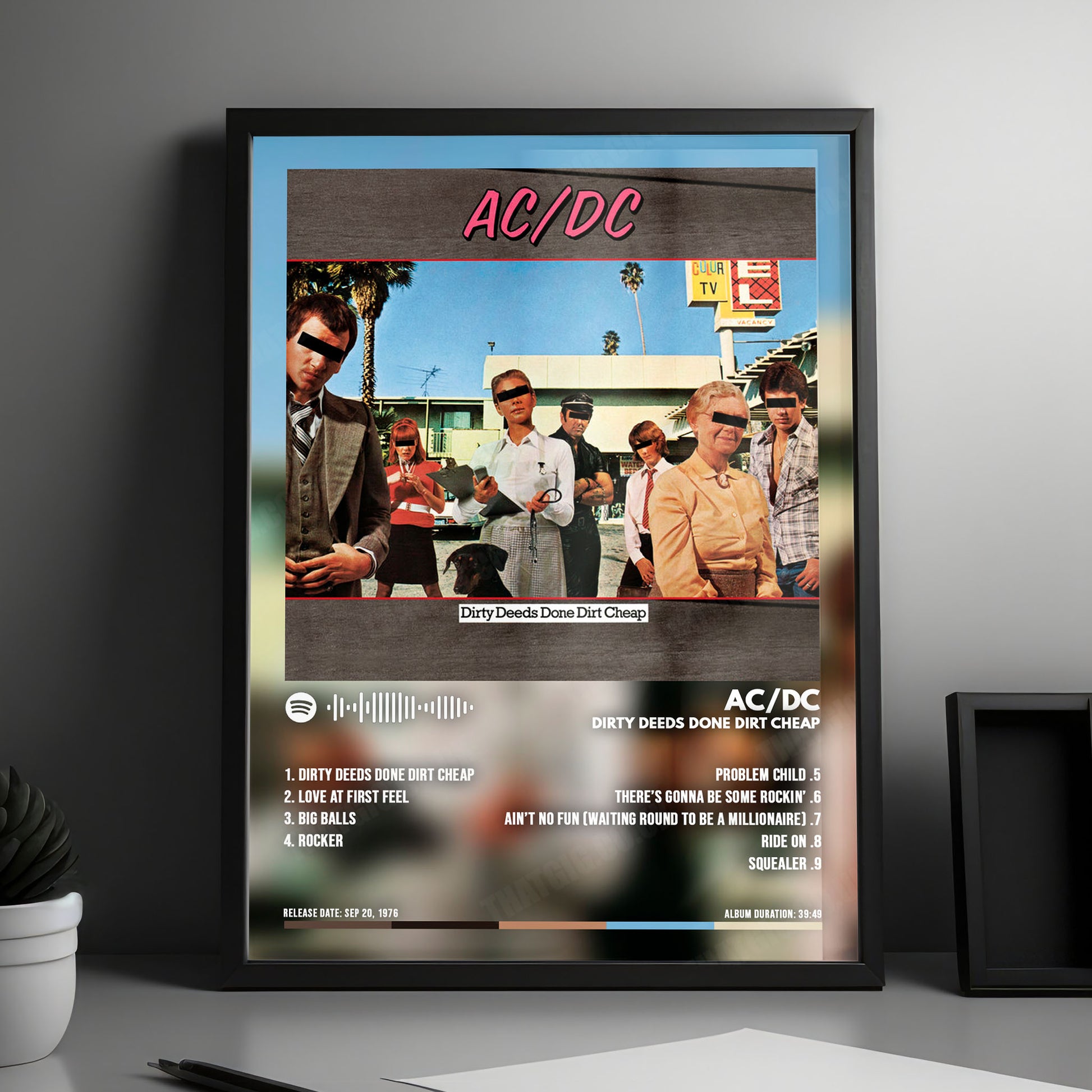 AC/DC "Dirty Deeds Done Dirt Cheap" Album Cover Poster - with Complete Tracklist