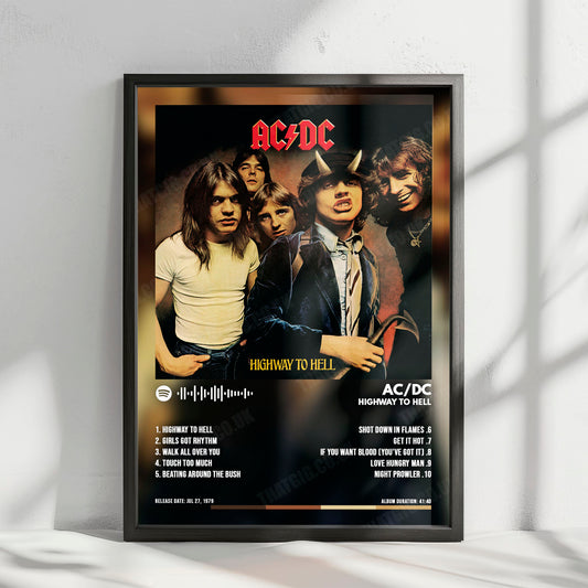 AC/DC "Highway to Hell" Album Cover Poster - with Complete Tracklist