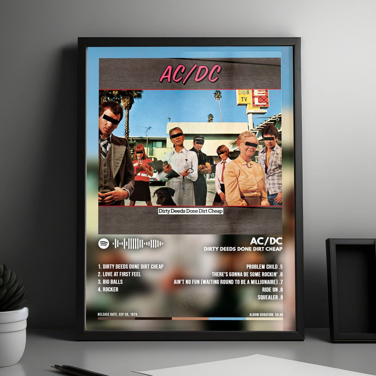 AC/DC "Dirty Deeds Done Dirt Cheap" Album Cover Poster - with Complete Tracklist