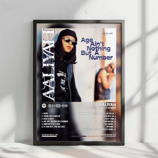 Aaliyah "Age Ain't Nothing but a Number" Album Cover Poster - with Complete Tracklist