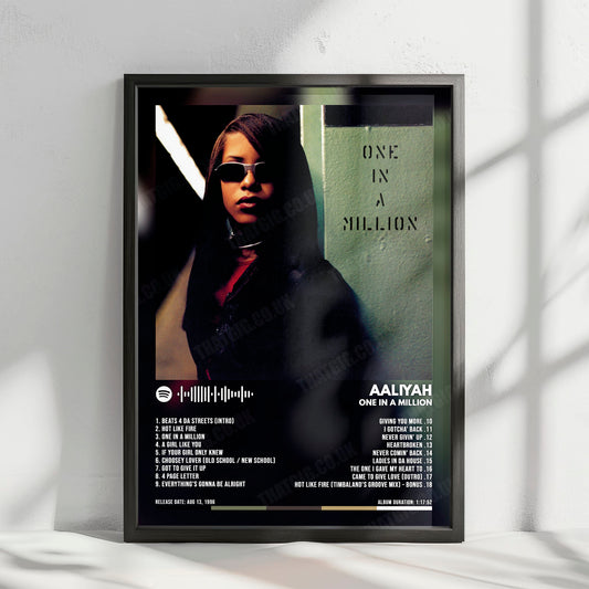 Aaliyah "One in a Million" Album Cover Poster - with Complete Tracklist