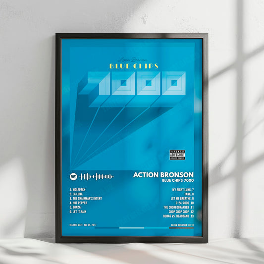 Action Bronson "Blue Chips 7000" Album Cover Poster - with Complete Tracklist