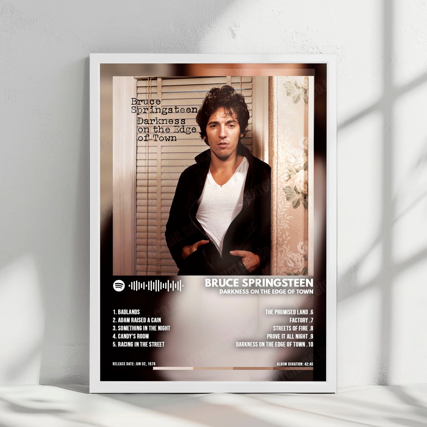 Bruce Springsteen "Darkness on the Edge of Town" Album Cover Poster - with Complete Tracklist