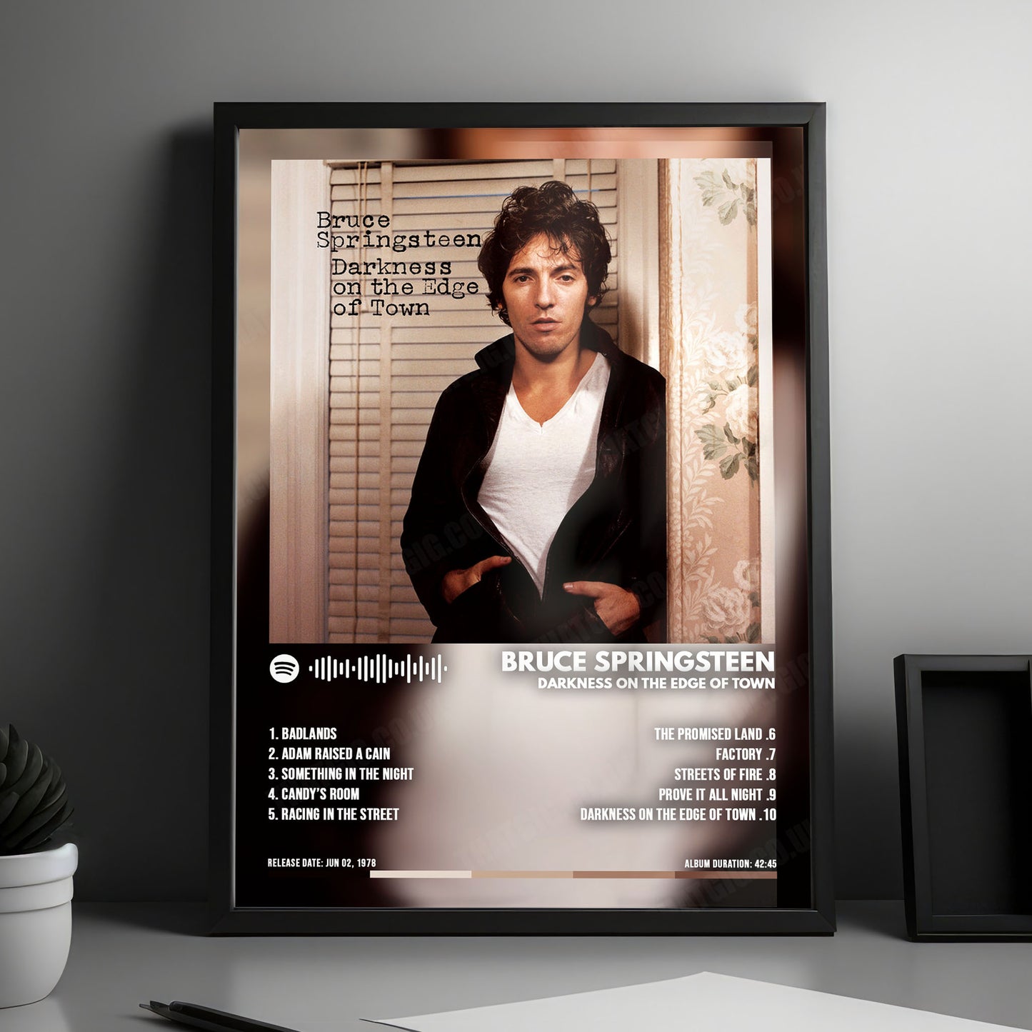 Bruce Springsteen "Darkness on the Edge of Town" Album Cover Poster - with Complete Tracklist