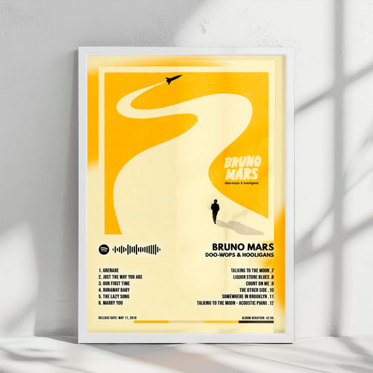 Bruno Mars "Doo-Wops & Hooligans" Album Cover Poster - with Complete Tracklist