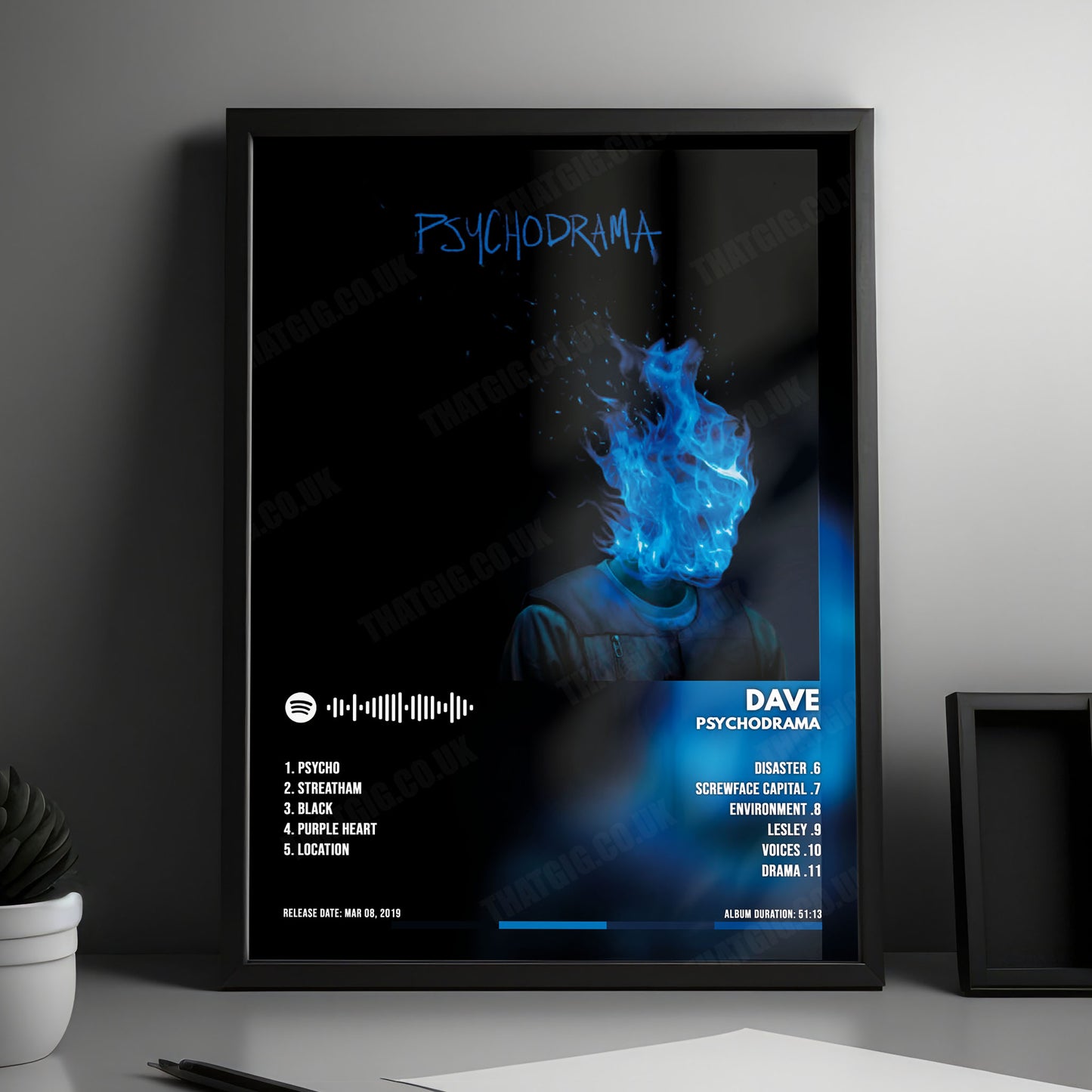Dave "PSYCHODRAMA" Album Cover Poster - with Complete Tracklist