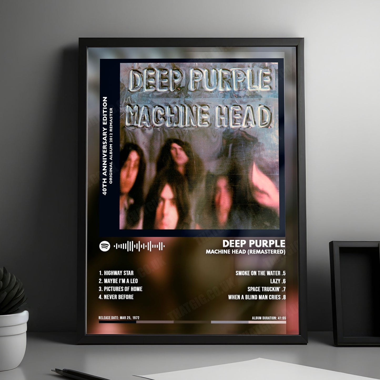 Deep Purple "Machine Head" Album Cover Poster - with Complete Tracklist
