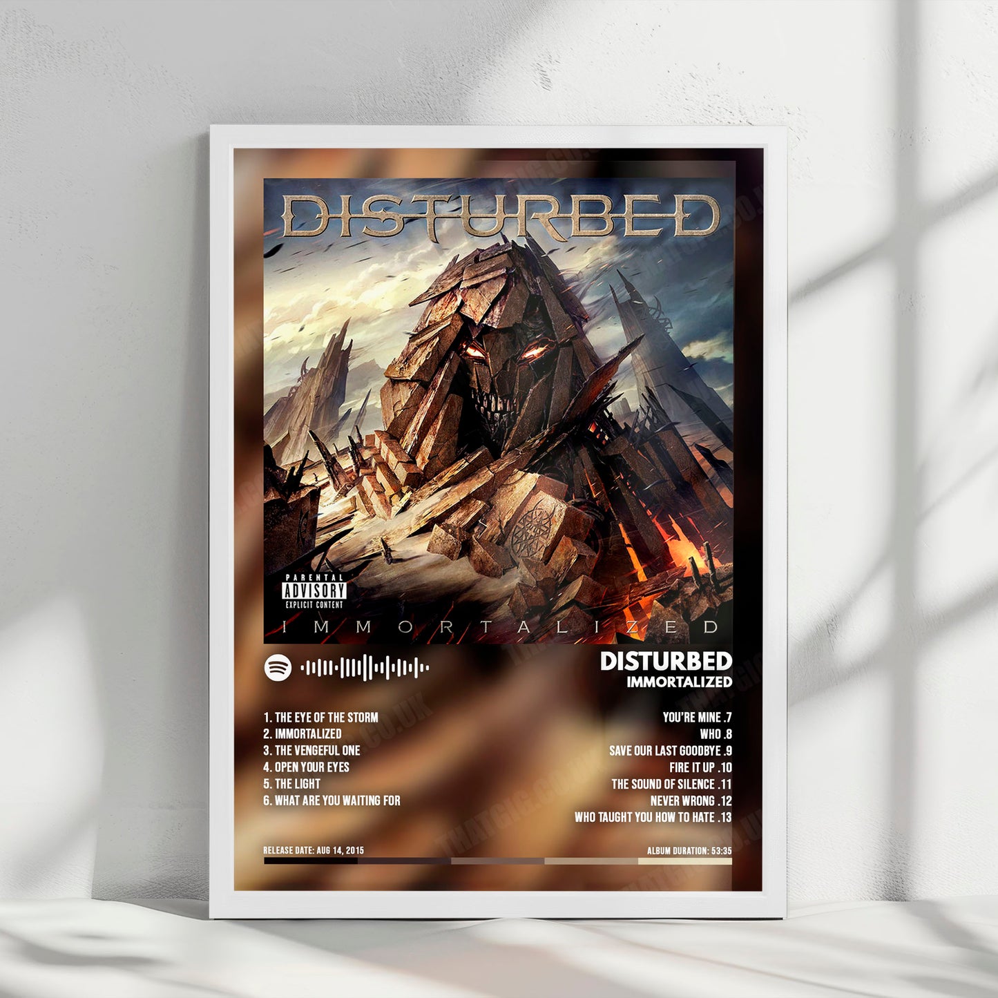 Disturbed "Immortalized " Album Cover Poster - with Complete Tracklist